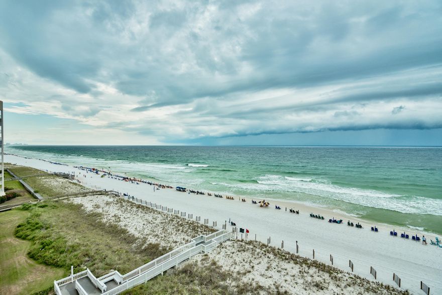 Enjoy this stunning rare floor plan D at The Tides of Destin with incredible 360 degree views of the Gulf of Mexico. This 3 bedroom 3 bath condominium is the perfect beach retreat located in one of the most desirable buildings on the Gulf. The unit features terracotta floors throughout all the main areas and carpet in the bedrooms. The master suite is accented with a granite double vanity and walk-in closet. This one of a kind gulf front unit is truly luxury living at its finest. Do not miss the opportunity to own this rare and desirable floor plan d unit. Buyer to verify all dimension's.