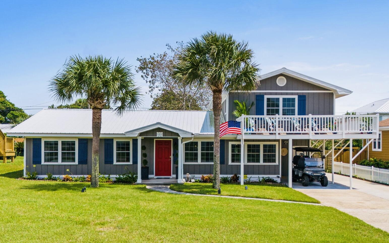 Discover this charming Florida Beach Cottage at 122 Monterey Avenue where original 1977 family craftsmanship meets timeless coastal living. This four-bedroom, two-bathroom home offers the perfect blend of vintage character and beachside convenience not often available in the highly sought-after Santa Monica Beach neighborhood.The real treasure lies 400 feet from your front door. This property includes community access to deeded beach rights with no beachfront residential or commercial development allowed, preserving the natural beauty of the gulf coast, meaning your slice of paradise will remain forever. Crystal white sandy beaches, clear emerald-green waters, bright blue sky and breathtaking sunsets guarantees relaxation in the most laid-back environment. Gated beach access ensures privacy and exclusivity that's increasingly rare along this coveted coastline.
Enter to find a well-designed layout that captures the essence of old Florida charm. The first floor offers kitchen, dining, living area, three bedrooms and one bathroom. The second story, formerly a fully equipped studio apartment with exterior door access provides a large bedroom, bathroom, coffee bar and expansive decking with views to the gulf creating the perfect backdrop for morning coffee or evening relaxation. This home easily accommodates family gatherings or visiting guests who wish to experience true beach living. Bring your golf cart, bicycles and water sports gear. Plenty of onsite parking and outdoor storage. The possibilities are endless!
Santa Monica Beach represents one of Panama City Beach's most desirable neighborhoods, offering the tranquility of the quiet west end. The convenience extends beyond the beach with neighboring Carousel Supermarket opened in 1967 and Thomas Donuts opened in 1971, easily accessible for all your daily necessities. Santa Monica Beach also keeps you connected to the area's vibrant dining, shopping, and entertainment scene. Whether you're seeking fine dining on 30A, adventure at nearby attractions like Pier Park, Topgolf, Dolly Parton's Pirates Voyage Dinner Theater, or simply want to unwind with the sound of waves, this location delivers both excitement and serenity. Still owned, impeccably maintained, and loved by the original owner, this beach cottage represents a rare opportunity to own a piece of Panama City Beach history while enjoying modern coastal living in a small-town community. See your new home soon!