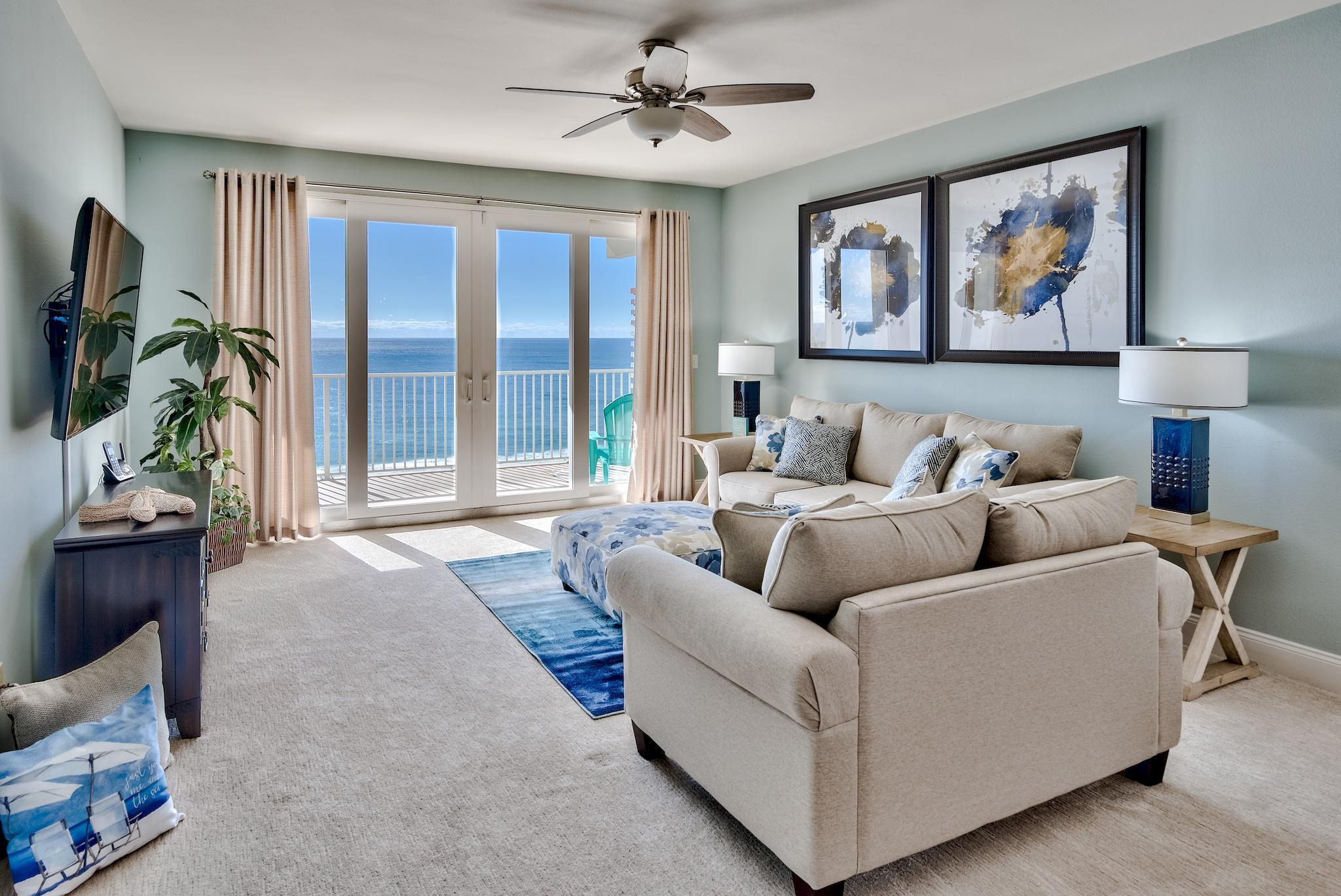 Gorgeous Gulf Views Await In This 2BR/2BA+Bunk With Condo at Laketown Wharf Resort. This Rental Ready & Fully Equipped Unit Comes With Everything You Need! In The Heart Of All The Excitement In PCB & Just Steps Away From The World's Most Beautiful White Sand Beaches, Shopping, Dining & Entertainment. This Resort Offers Unparalleled Amenities With Convenient Beach Access, 5 Unique Pools, A Kids Funscape Playground, Splash Bar & Grill, Gulf View Fitness Center & Covered Garage Parking. Laketown Wharf Offers A Variety Of Views Including The Gulf Of Mexico, Lake & Golf Course. Enjoy The Nightly Fountain & Light Show, Market Shops Along The 52,000 Sqft Of Lakefront Boardwalk. This Residence Can Easily Sleep Over 8 People & Features A Large Open Floor Plan, HUGE Balcony & So Much More!