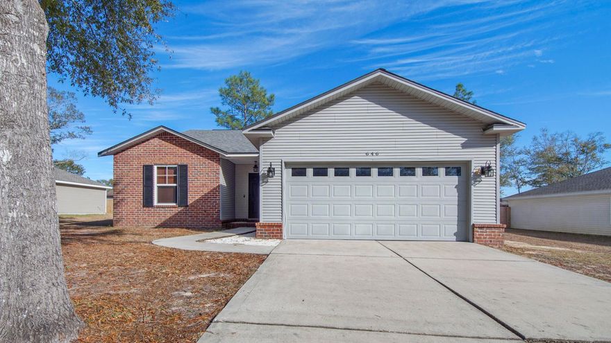 Available June 13th --this beautifully maintained 3-bedroom, 2-bath home in the private and peaceful Hunter's Ridge neighborhood offers comfort, space, and convenience all in one. Featuring 1,466 square feet, the home boasts a split floor plan, vaulted ceilings, and brand-new waterproof LVP flooring throughout. The open living, dining, and kitchen area includes a center island, pantry, and plenty of counter space--perfect for everyday living and entertaining. Enjoy a spacious covered back porch overlooking the backyard, ideal for relaxing or outdoor meals. The primary suite includes a walk-in closet and double vanity, and there's a large two-car garage and separate utility room for added convenience. Located just minutes from schools, shopping, and downtown DeFuniak Springs.
