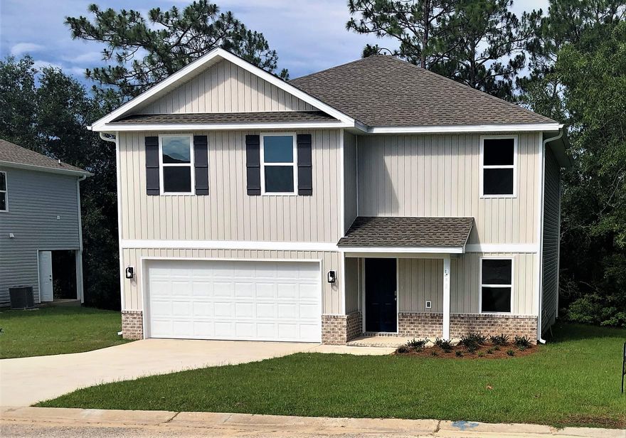 South Crestview! NEW CONSTRUCTION home in Partridge Hills neighborhood. The Orange Blossom model is a 4 bedroom, 2 bath home with an office! Open kitchen and living areas overlook the back yard with covered patio. The kitchen features Fridgidaire appliances, granite countertops, built-in microwave, dishwasher, shaker style cabinets, and corner pantry. LVP flooring in main living areas/bathrooms and plush carpet in bedrooms. Exterior will have brick skirting with vinyl siding and trim.
Partridge Hills is centrally located in Crestview with a quick commute to military bases, I-10, schools, and shopping! 
Buyer may have opportunity to choose some color options depending on build status at time of contract. Ask agent about closing cost assistance with use of preferred lender.