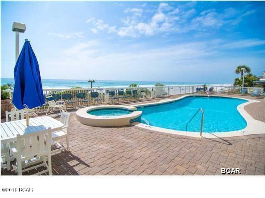 Third highest grossing rental condominium in Seychelles with $31,978 in rental income in 2015 and $15,080 YTD through September 7, 2016. HOA dues cover everything even your electric bill (which is rare!) Meticulously maintained and fully furnished, this rental machine is perfect for second home or investment property. This cozy 1 bed / 2 bath condo sleeps six people with built-in hallway bunks, and a sleeper sofa. Located in very desirable area of Thomas Dr. next to popular restaurant Schooners and less than one mile from St. Andrews State Park one of the most beautiful and popular state parks in the state, this condo has one of the best views on the beach. Watch the absolutely spectacular sunrises and sunsets from your oversized balcony.