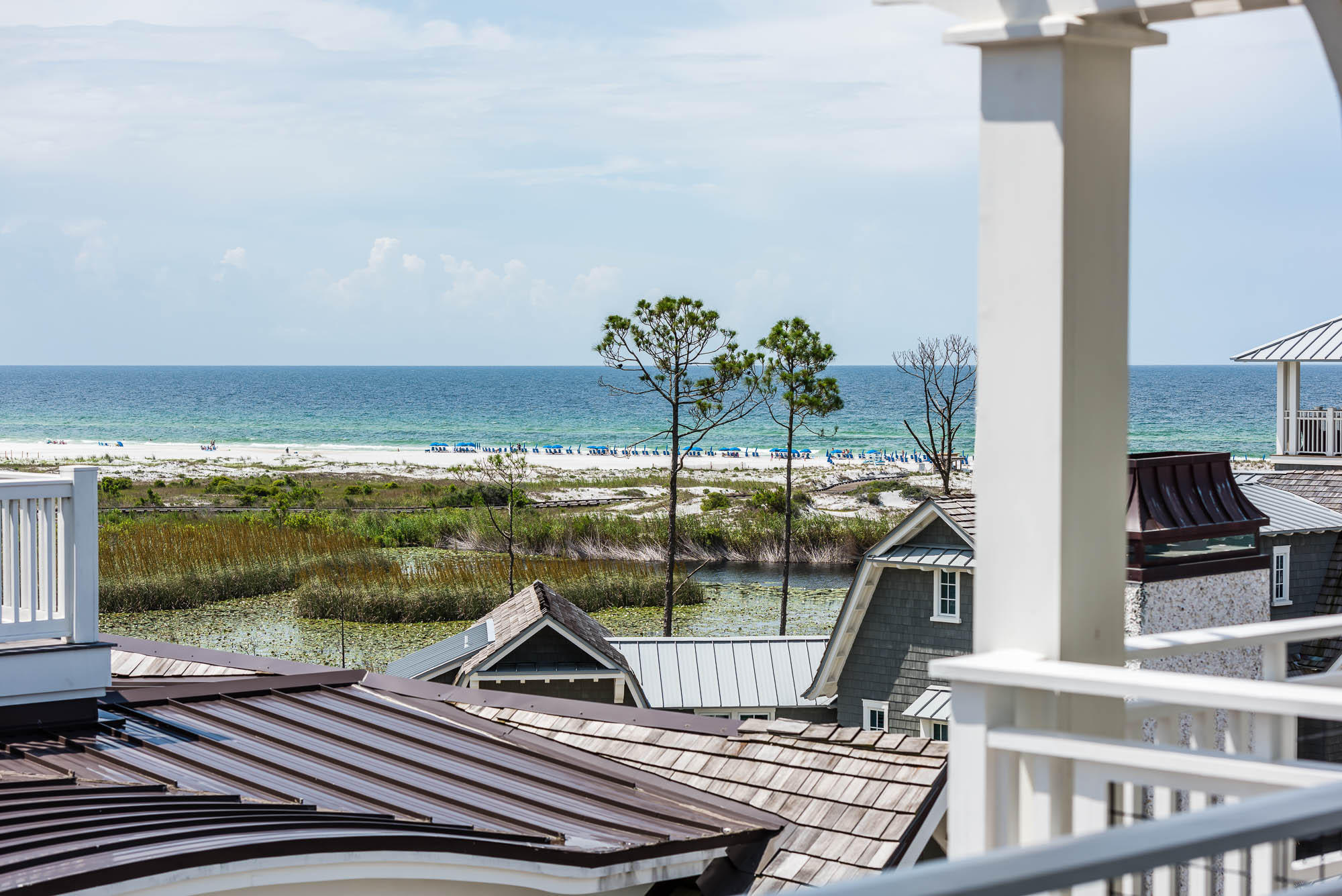 This GULF VIEW HOME in WaterSound Beach includes every detail a luxury home should have and more. The WaterSound Beach Club is a very short walk.  This home features 7BR/7BA, an elevator, a 4th floor observation deck, heated pool and summer kitchen. Interior features include custom stone flooring, wire-brushed oak hardwoods, reclaimed oak and beam wood paneling treatment, marble countertops, top of the line appliances, 2 living areas, 5 Sub Zero Fridges, 2 laundry rooms, and 2 master bedrooms. Outside you will enjoy the Brazilian Oak decking, salt-chlorinated pool, Bevelo gas lanterns, outdoor kitchen, Isokern fireplace and over 1,000 square feet of porches