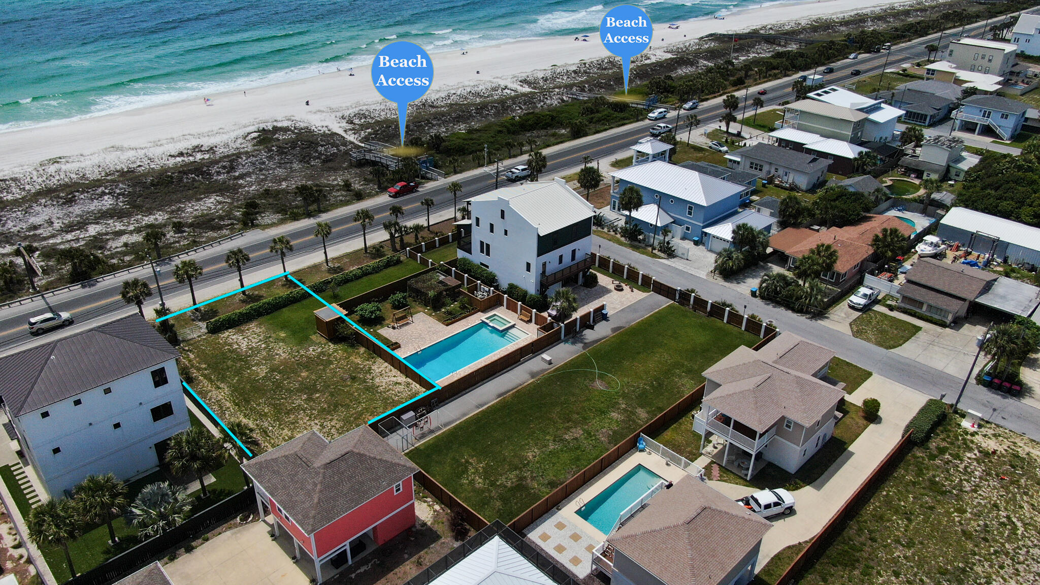 New, lower price; owner is motivated! Forever sunsets for the owner of this lot overlooking the uncrowded & highly desired Bid-A-Wee beach. Bid-A-Wee beach is a gated entry beach for residents of Bid-A-Wee & the last dedicated beach in PCB. Purchase one of only a handful of vacant lots left overlooking the beautiful emerald green waters of the Gulf of Mexico. Bid-A-Wee offers almost a half mile of enjoyment as a beach goer, fisherman, surfer/waterman, or whatever you want to do at the beach. No crowds! This is the only available lot on block A which is the most eastern block of Bid A Wee which will give you year round, unobstructive views of the sunset as it goes down over the Gulf. This lot is cleared, level and already surrounded by beautifully stained, fences. NO HOA! $100/year voluntary donation to help with beach access