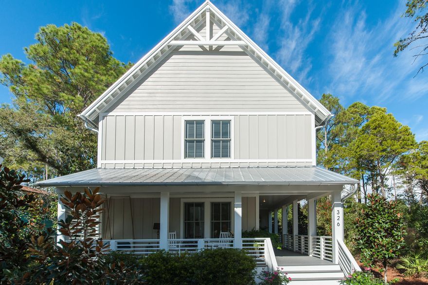 Walk to the beach and Seaside from this top-quality custom cottage with guest house in highly desirable Old Seagrove. The generous open living area features a well-appointed kitchen and great room with gas fireplace. French doors lead to the large screened porch and deck overlooking tranquil Western Lake Canal where you can enjoy the privacy and charm of this natural setting. A bedroom with private bath is also located on the first floor. Upstairs, two large bedrooms share a bath, and the luxurious master suite with spa-style bath opens onto a private screened porch. The guest cottage has a full kitchen, bedroom and bathroom. Other appointments: oak floors, marble tile, granite countertops, plentiful indoor and outdoor storage, Trex decking, outdoor shower, ample parking and room ...