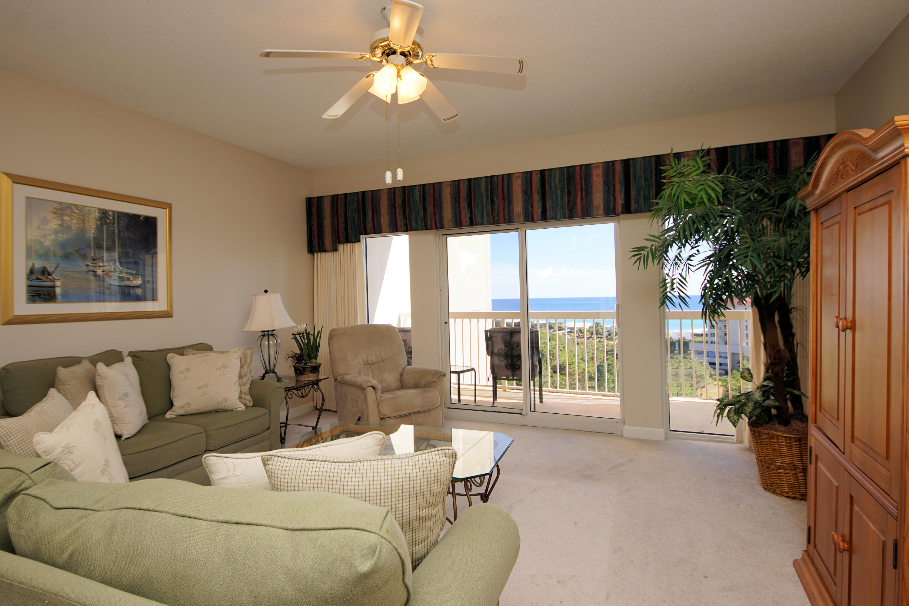 Listed for $359,000, 814 Summit at Tops'l is a 2 bedroom 2 bath fully furnished end unit that offers incredible panoramic views of the Gulf and Coffeen Nature Preserve. Tops'l Beach and Racquet Resort spans over 52 acres with over 600 feet of beachfront. Located next to Coffeen Nature Preserve and Topsail State Park, Tops'l owners and guest can experience some of the only remaining undeveloped shoreline left on The Emerald Coast right outside their back door. The Summit building is only a 3-5 minute walk to the beach and has the largest heated private pool on the resort. Tops'l owners also have the option to join an award winning tennis and fitness facility with 12 lighted courts, fully equipped fitness center,gulf front pool, saunas, two club pools, and multiple exercise classes.