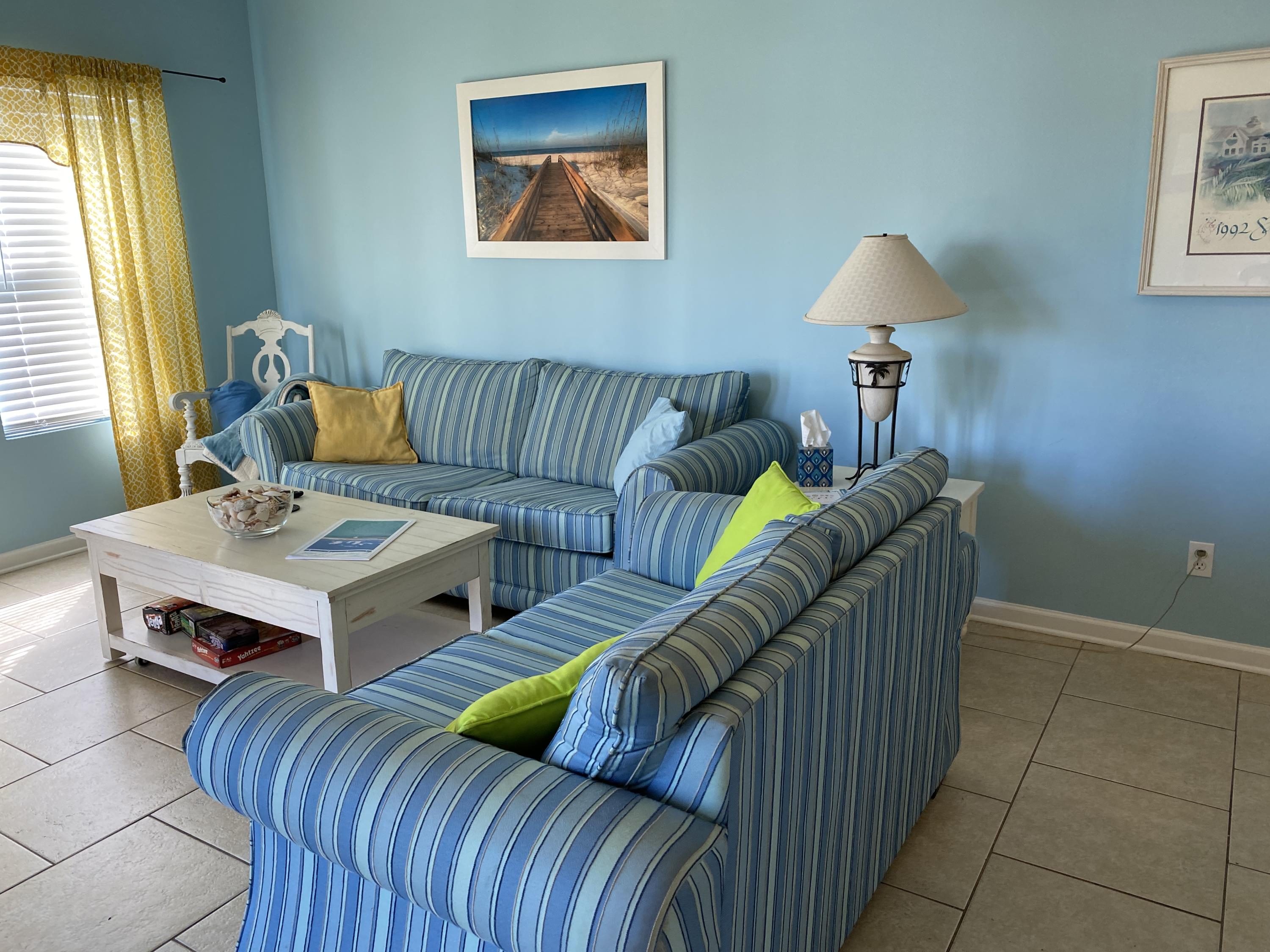 This spacious 1 bedroom 1 bath with hallway bunks is located just across the street from the beach. The kitchen and bath have both been updated with granite counter tops. Kitchen has all stainless appliances. You will love the Beachy feel of this condo and that there is a washer and dryer in this condo!