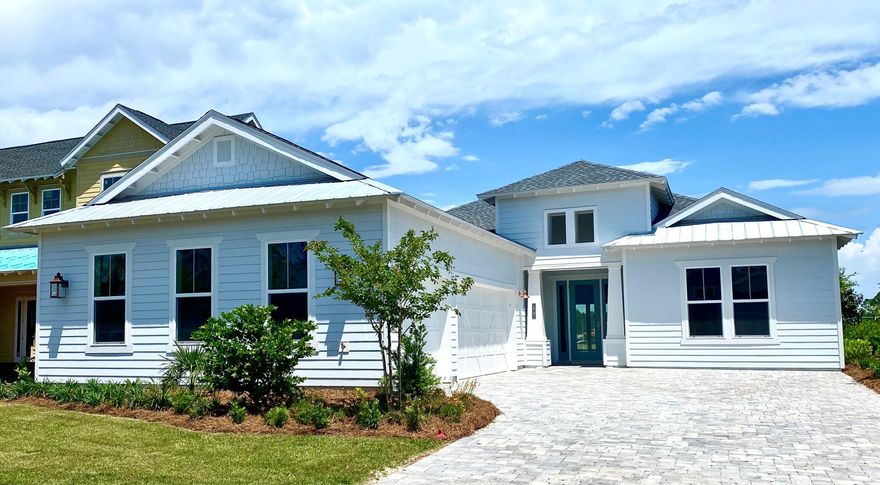 This gorgeous brand new home in popular NatureWalk at Watersound Origins is ready to go! This home is packed with every upgrade along with a heated saltwater pool and spa overlooking the lake. Open your five-panel sliding doors to extend the living area to the covered lanai for entertaining or just enjoying a meal right off the kitchen. The expansive living room includes a linear gas fireplace and the dining area will accommodate large tables for 12. There is a separate Den/Study/4th bedroom with sliding barn doors. Luxury Master Bdr overlooks the pool and lake. Master Bath features dual vanities with free standing tub and separate shower. 3 Car garage with golf cart charging, laundry room and storage area to handle 2nd refrigerator/freezer or additional pantry. Elegant Kitchen with Quartz