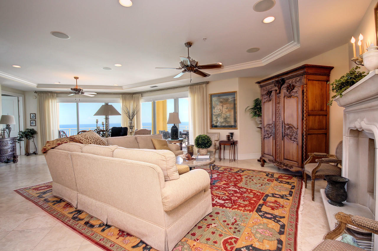 This gorgeous unit in Grand Dunes Resort is located in the grandest of all floor plans, the ''10'' stack of the South Tower. Nestled romantically on the 9th floor of the residential villas. This is the only stack of units in the South Tower with 180 degree views of the Gulf of Mexico and a private elevator. Boasting a huge 3,150 sq. ft. of living space, it's like having a Gulf Front Home without the maintenance! This gorgeous unit is designed perfectly for the ultimate in entertainment. Loaded with upgrades and features from the Custom climate controlled wine cellar, Custom mantle surrounding the natural gas fireplace, 'Premium' stainless steel appliance package with 5 burner natural gas cook top, seamless glass shower with travertine surrounds, utility sink with cabinets in laundry,