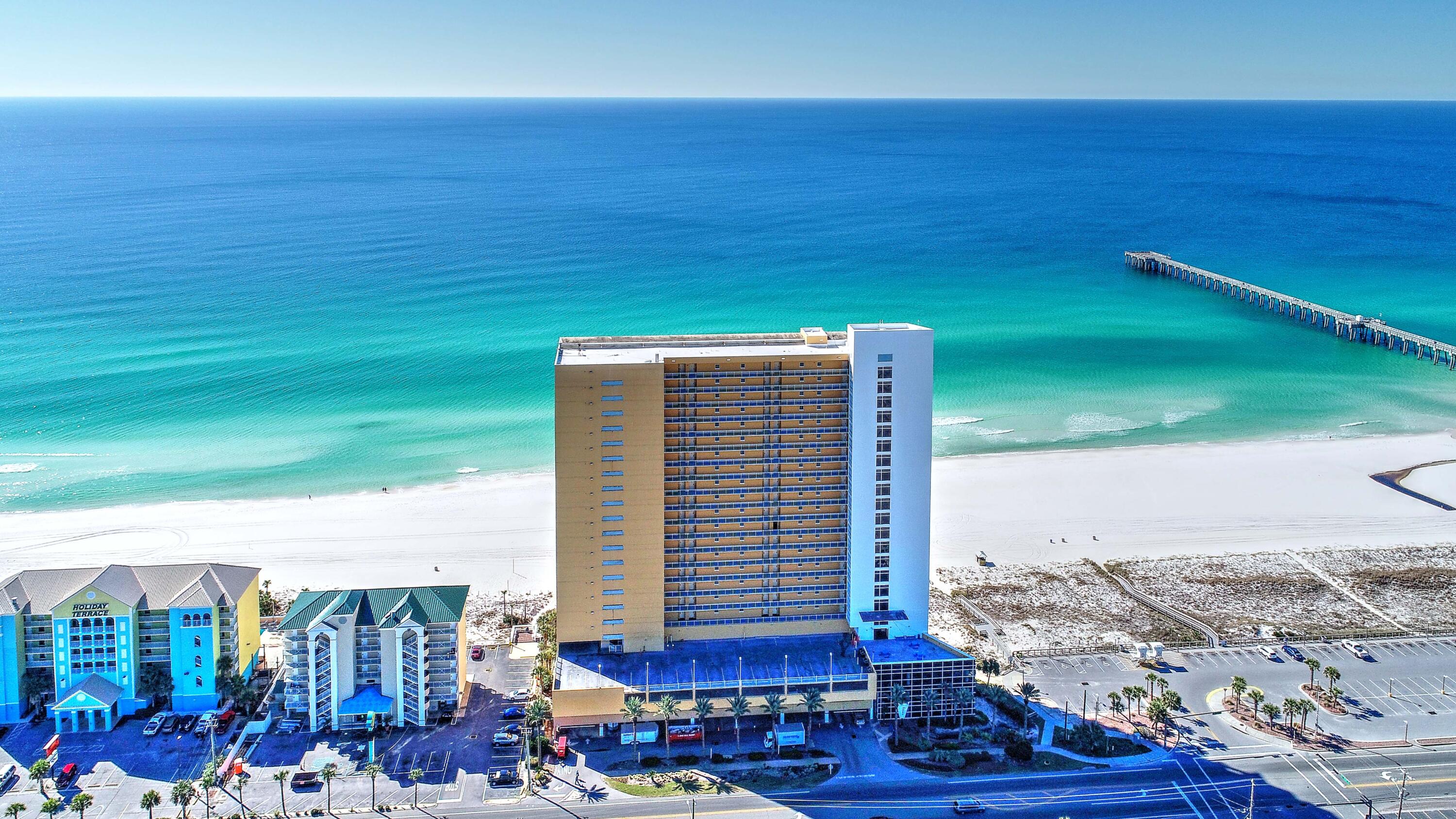 GULF FRONT master bedroom, gorgeous views from the living room, dining area and kitchen. Sterling Reef has an ideal location in Panama City Beach, only steps to Shipwreck Island Water Park and within walking distance of the fishing pier! Come see this super cute condo; located on the perfect floor height to take advantage of the gulf views of the Emerald Coast's sandy white beaches and emerald green waters. Sterling Reef features many amenities including a bi-level pool (heated in the winter), fitness center overlooking the pool and beach area, grilling area on the terrace, Owner's Room with flatscreen TV, and convenient covered parking right under your building. Call today to make this your new vacation home or rental investment at the beach!