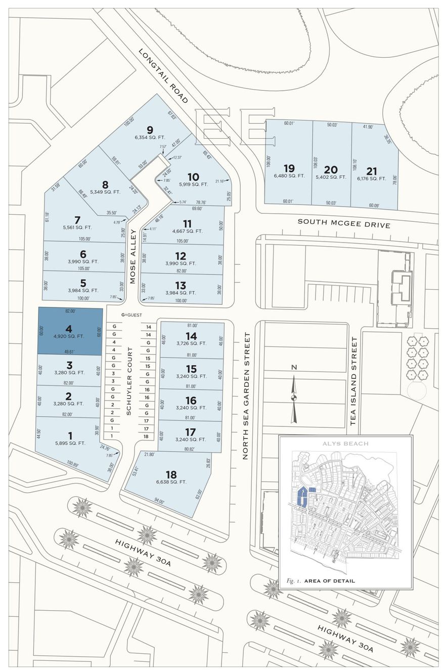 Corner homesite located just North of 30A located on Alligator Allee ped path. Continue south down to enjoy the beach via the Bela Gray beach access.