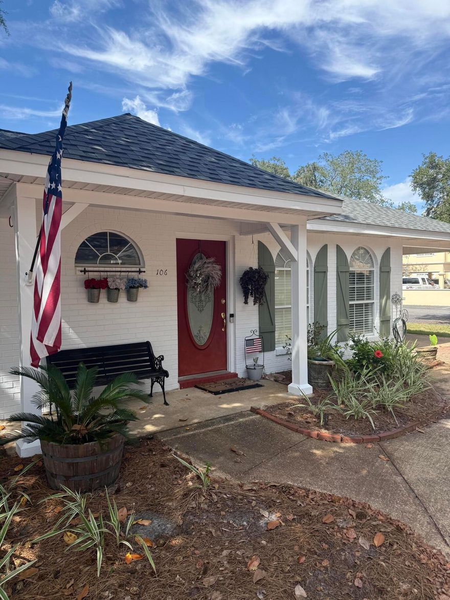 Charming Florida cottage tucked along a brick-paved lane shaded by magnolias & oaks in a 7-home enclave. 2BR/2BA, 936 SF with cathedral ceiling, gas fireplace, breakfast bar, and a carport plus exterior storage. Kitchen features stainless appliances incl. gas range. Primary with step-in shower; guest bath w/ deep tub/shower. Major systems handled: roof (6/2023), HVAC (2022), water heater (1/2020). Low-maintenance living with low HOA. Central Destin , minutes from shopping, dining & white-sand beaches