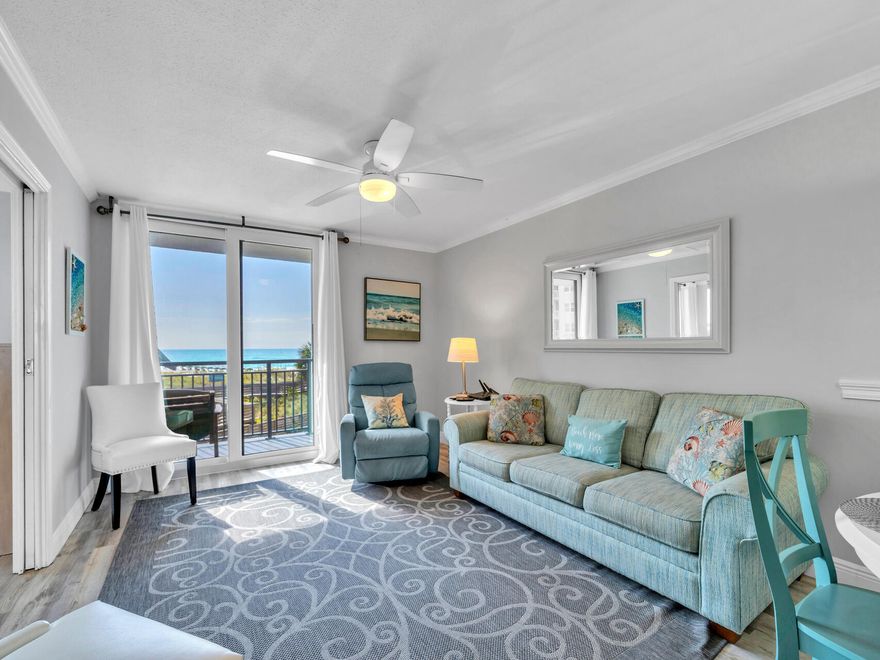Enjoy the best of beachside living at this impeccably updated fully furnished 2BD/2BA gulf view condominium at Nautilus on Okaloosa Island. Thoughtfully designed to capture stunning gulf views throughout, this spacious residence boasts open concept living with sliding doors that seamlessly connect the interior to the breathtaking scenery outside. The split bedroom layout ensures privacy and comfort, making it perfect for families or guests.The primary suite features a luxurious king-sized bed and an ensuite bathroom, recently remodeled with sleek coastal finishes including a gorgeous tiled walk-in shower and a dual vanity with glass backsplash. The large guest bedroom comfortably accommodates both a queen and full-size bed and offers direct access to an updated full bathroom. Find modern stainless-steel appliances in the large kitchen with ample white cabinetry, granite countertops, and a breakfast bar, and enjoy the convenience of an in-unit washer and dryer.

Whether you're sipping morning coffee on your balcony or taking a short stroll to the pristine white sand beach, this condo offers the ultimate gulf side retreat. Nautilus Condominiums provides top-tier amenities including private beach access, a seasonally heated swimming pool, grilling area, and proximity to popular restaurants, shopping, and attractions. With the capacity to sleep up to 8 guests, this unit is ideal for a vacation rental, second home, or full-time living. A must see!