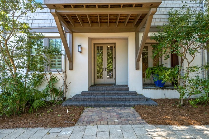 KICK OUT THRU 1/12 ACCEPTING BACK UP This Sunset Townhome features 4 levels of  spacious living in a prime location of Rosemary Beach contiguous to St. Augustine Park and Rosemary Beach Owner's Center & Pool.  Level 1 provides a lounge with wet bar, a covered porch and elevator entry as well as 2 Guest Bedrooms with ensuite baths.  Level 2 allows another lounge contiguous to a balcony, the Master Suite with private balcony, and an additional Guest Bedroom & Bath.  Level 3 has the main living with an open and inviting entertainment area perfect for hosting Family and Friends. A well equipped kitchen, a front terrace to enjoy the morning light across St. Augustine Park and a rear balcony for a grill. Level 4 is versatile as another lounge or sleeping area that  culminates in a louvered Porch