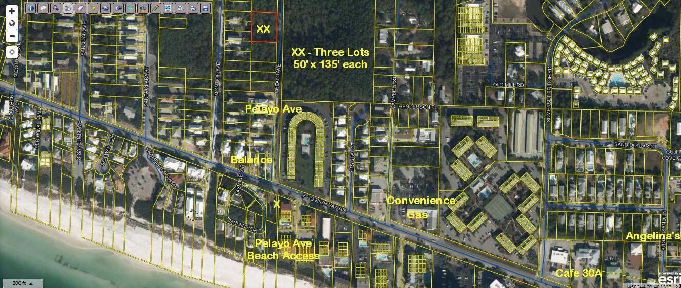 High and dry lots (two adjoining lots also for sale as separate listings) in highly desired Gulf Shore Manor in Seagrove. Pelayo Avenue property is enhanced by the Walton County Pelayo Beach access at the foot of the street. This access has a neighborhood feel and is more serene than others with no parking available along with beautiful, foliage filled walkway from 30A to the benches and walkdown to the beach. Each lot 50' x 135' lot benefits from a 5' side setback versus normal Walton County 7.5' setback.