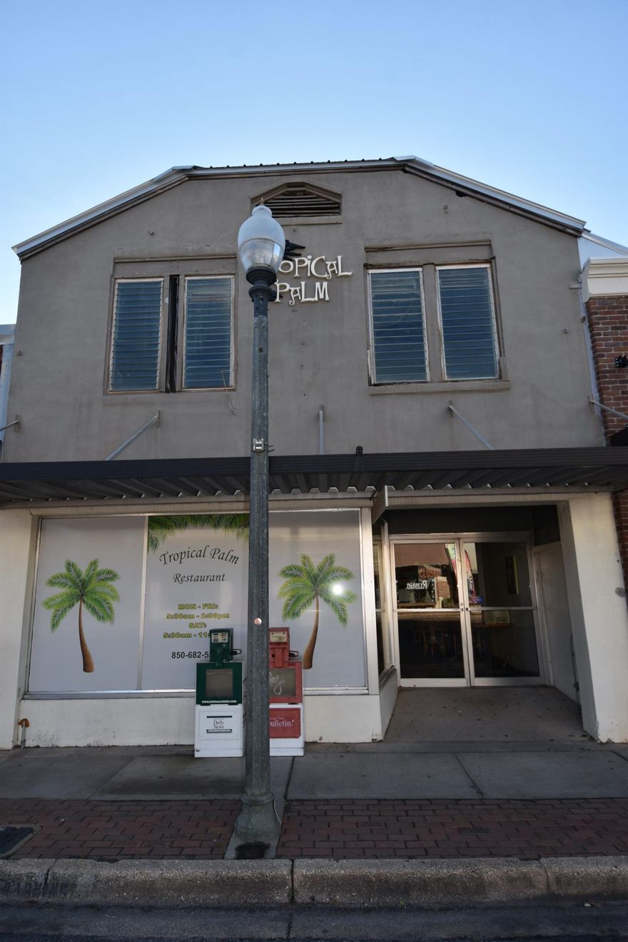 Popular Hometown Restaurant, The Tropical Palm, currently a fully operational restaurant, is looking for a new owner! Located less than 2 blocks from the new Okaloosa County Courthouse, this is a great opportunity for you! Established, successful restaurant business since 1983; both the real estate and the business, including all equipment, are offered together. The Building was re-roofed August 2018. The restaurant occupies the 1st floor, 2265 SF. There is an additional 1,392 SF on the 2nd floor that is currently used as storage and previously as an apartment (it is in need of repairs, but has a lot of potential). Additional parking on the rear lot. This is an ideal place for a home and business!