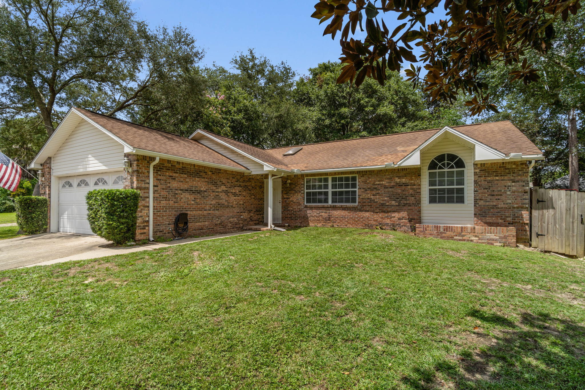 New Roof on order!!! Welcome home to Pinnacle Estates newest listing here in South Crestview! Walk in the front door and be greeted by the cozy but open living room with a nice vaulted ceiling. The kitchen is just steps away and boasts stainless steel appliances. Carpet in the bedrooms has all been replaced in 2021 as well. Walk out back to the massive Florida room opening up to the spacious fully fenced in back yard. Roof is being replaced just due to age. No sort of damage or problems. HVAC was replaced in 2021 with a new 18 system. Washer and Dryer are included and are just under 2 years old. This property resides 10 minutes from Duke Field and just over 20 minutes from Eglin Air Force Base. Scheduling your showing today!