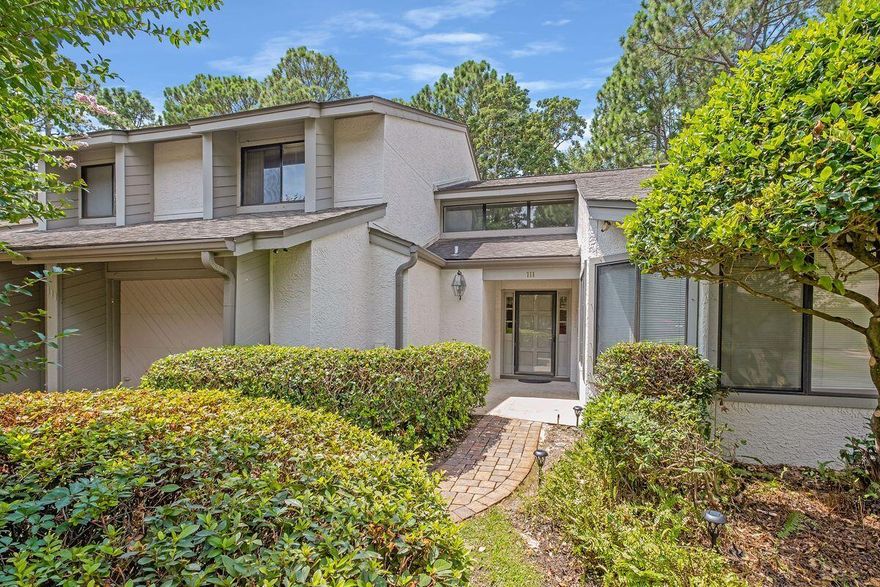 What an opportunity! Huge price reduction coupled with brand new HVAC, hot water heater and garage door opener (8/22). Priced at $167 SF! Why settle for decor someone else has selected when at this price, you can choose what you want and still be well under comps. This popular contemporary, open floor plan has three ample living areas and is centrally located in Bluewater Bay. This friendly community offers golfing, tennis, boating, sailing, water sports, swimming, private beach, 120 slip marina with restaurant/bar - all in a natural, coastal Florida paradise. Gleneagles townhomes have a well-run HOA. Roof was replaced 9 years ago. The glass-enclosed lanai is one of the few that has been insulated to insure comfortable temperatures when enjoying that area.  The home backs up to Gleneagles pool but a buffer of trees/shrubs insures privacy and tranquilty in the outdoor space. Gleneagles is located just a block away from the new Addies Place (where homes are expected to sell over $750,000).