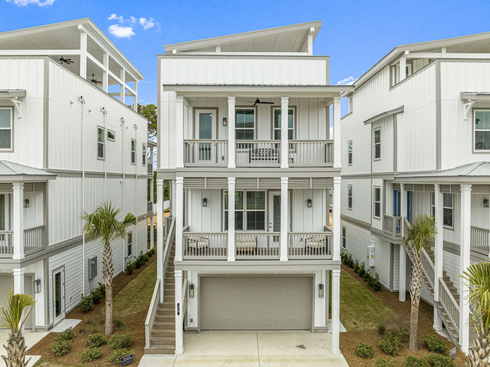 Welcome to this beautiful, FULLY furnished, luxury-style home located in the Twin Palms community at Inlet Beach. This home is located within walking and biking distance to the finest attractions Inlet and Rosemary Beach have to offer. It is centered directly behind 30A Avenue providing are array of restaurants, shopping, and entertainment only footsteps away! This 4 bedroom/ 4 1/2 bath residence includes three stories of spacious living with beautiful features you can't resist falling in love with. Level 1 offers a two-car garage with ample storage for your outdoor belongings, golf cart, and vehicles. Don't forget to wash off from the community pool or after spending a day at the beach in the shower located in the garage! As you make your way upstairs, you'll love the open, airy living space and the extravagant kitchen to fit for a true chef. The split bedrooms are spacious, all offering excess closet space and beautifully tiled bathrooms. The rooftop terrace is the perfect place to watch the Gulf sunsets and relax in the evenings after a long day. Come enjoy the luxury of 30A and check out this home today! 18 and 26 West Majestic are both available for rent! 