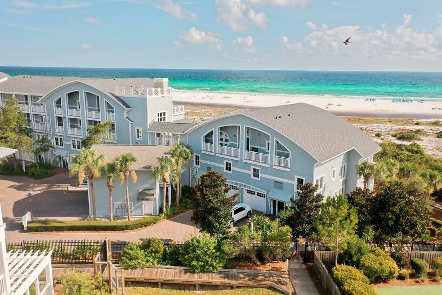 Tucked behind the protected dunes of WaterSound Beach, 429 Bridge Lane, Unit A114 isn't just a residence--it's a front-row seat to the rhythm of the Gulf, where mornings begin with sea-glass skies and evenings end in a hush of ocean breeze and golden light.Spread across two thoughtfully designed levels and over 2,600 square feet, this rare corner unit has been freshly reimagined for effortless coastal living. Every space speaks in soft, sun-washed tones--new flooring underfoot, fresh paint on the walls, and curated furnishings that feel both elevated and entirely at ease. This home is move-in ready, yet deeply personal in its details. Step into the main living space and you're immediately met with sweeping views of the Gulf. Large-scale windows invite the outside in, blurring the line between interior elegance and natural splendor. The open layout is designed for connection: a spacious living room flows into a dining area that feels like it was made for long dinners and even longer conversations. Just beyond, a chef's kitchen blends form and function with high-end appliances and custom finishes that make cooking a joy.

Each of the four bedrooms offers its own sanctuary, complete with ensuite baths that echo the calm of a boutique spa. Whether hosting family, welcoming friends, or simply finding space for solitude, the floorplan is as adaptable as it is generous.

Outside, a private terrace frames the viewsky, sea, and sand all unfolding in quiet perfection. It's not just a place to sit. It's a place to slow down, to breathe deeply, and to remember why you chose this coast in the first place.

Set within the Crossings at WaterSound Beachan architecturally significant community designed by Graham Gundthis residence benefits from rare privacy and protected sightlines. With access to premier community amenities, scenic bike trails, and the acclaimed WaterSound Beach Club, life here feels both grounded in nature and elevated in every way.

An attached garage, ample storage, and a low-density building design add practicality to the poetry. 

This is more than a luxury condominium, it's a legacyan invitation to live well, surrounded by beauty, and anchored by intention.