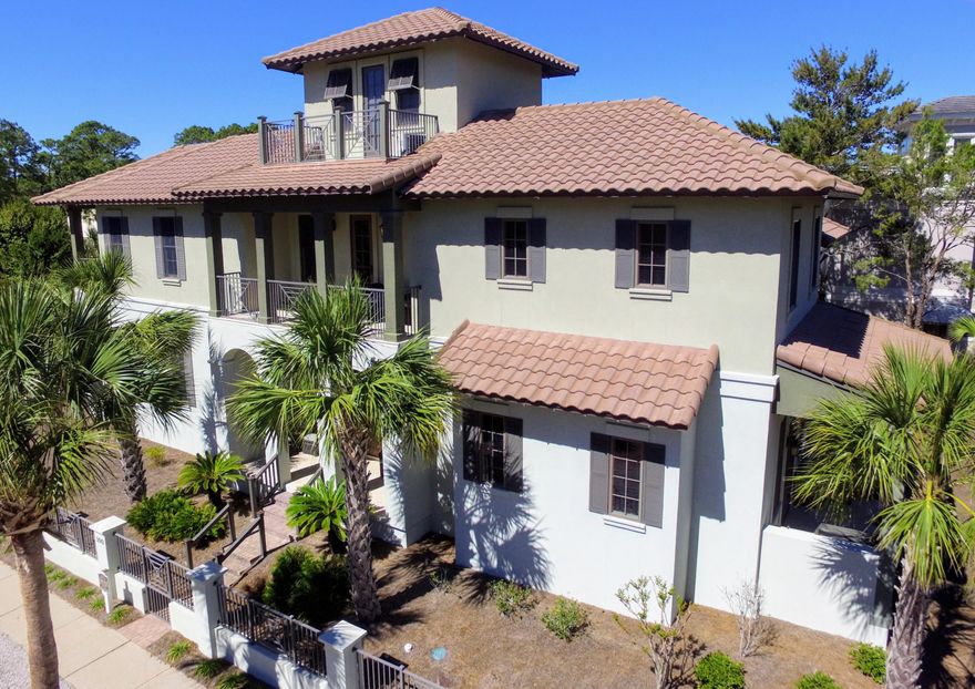 Traditional, Euro-Urban, Beach Style! Welcome to your beachside oasis! Your family story should include life in this European inspired, professionally designed, environmentally friendly home. Located in The Village of White Cliffs, an exclusive, gated, rental restricted community south of 30A on Blue Mountain Beach, South Walton County, Florida. The Gulf of Mexico view makes this one of The White Cliffs' most exceptional home sites. The large, elevated, corner lot is steps from the deeded beach walkover, iconic observation decks, fitness center, heated swimming pool & lighted tennis courts. This home boasts clean lines, sophistication, comfort, space, privacy, security & parking for up to 8 vehicles. The Architectural Design exhibits a British West Indies flair. Lantern lighting,Bahama