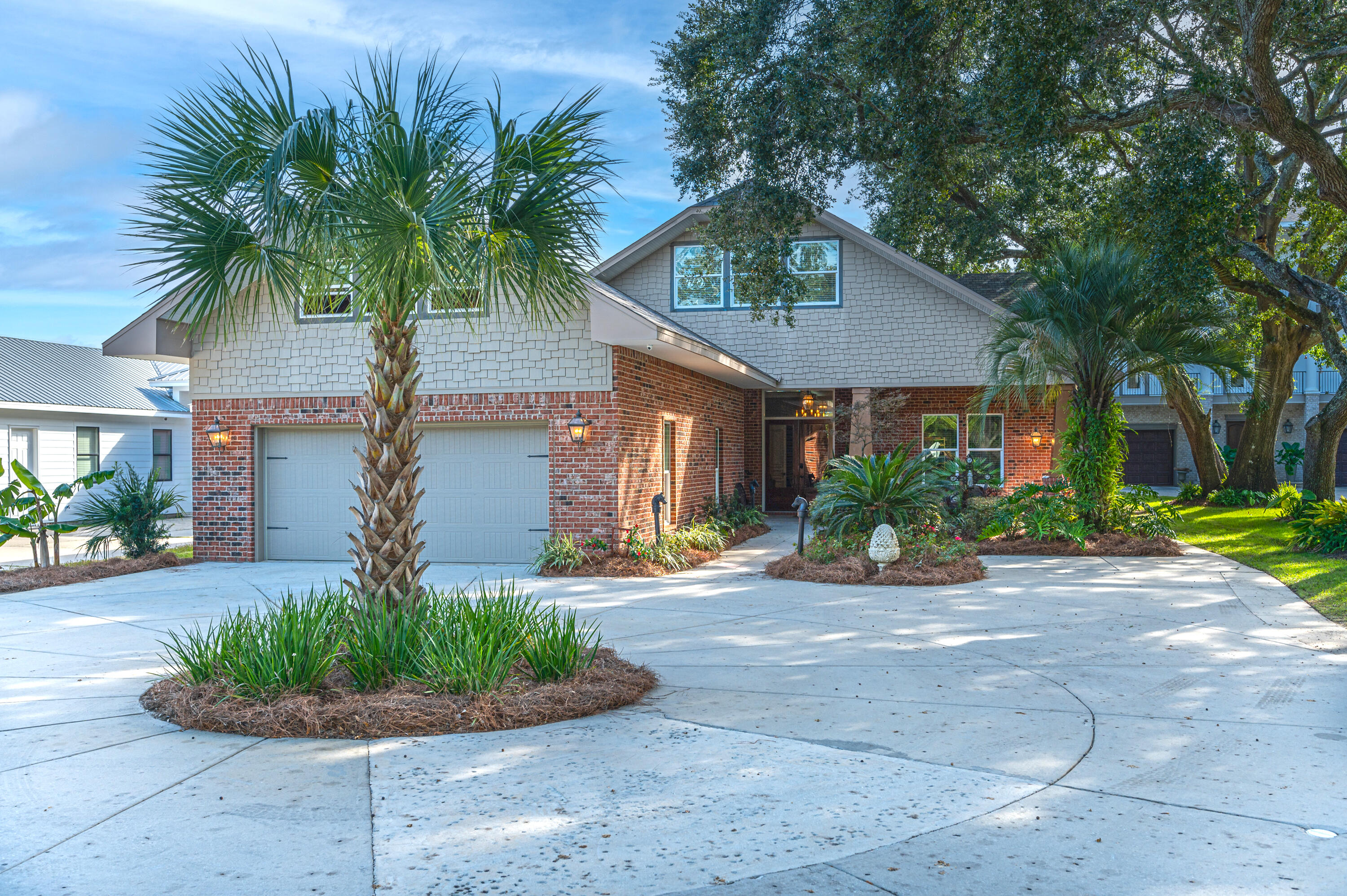 Builder's custom home, 6 bedrooms, 8 bathrooms, complete with an in ground pool, seawall and deep water covered boat dock with 3 lifts, 16,000 Lb. for boat. Enjoy amazing views of Choctawhatchee Bay and Brooks bridge. Blue crabs, speckled trout and redfish are plentiful from the dock. Enjoy amazing sunsets and 2 firework shows weekly during tourist season. 10 minutes form Destin and 5 minutes from beaches. Electric cart friendly area for driving to nearby shopping areas, dining at amazing restaurants, visiting parks, etc. As you enter the home through the covered porch with 10 Ft. Mahogany doors, you will enter the formal living room.
