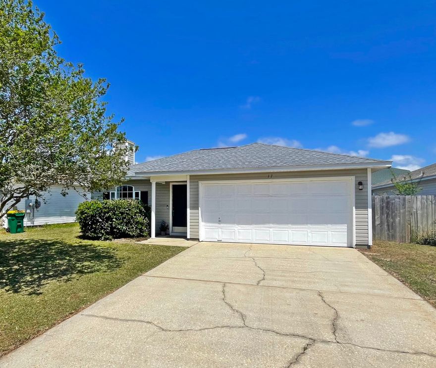 MOVE IN READY -3 Bedroom / 2 Bath Home Approx 3 Miles to Hurlburt Field under $300,000!!  Features & Updates include 2024 AC & Gas Furnace / 2019 Dimensional Shingle Roof / 2016 Gas Hot Water Heater / 2 Car Garage / Fireplace / Vinyl Siding / Privacy Fenced Back Yard / Large Back Patio / Vinyl Plank Flooring / Pantry / 2 Linen Closets / Master has 2 Closets (1 Walk-In), Double Vanity & Garden Tub / Washer & Dryer Included.  Enjoy all the FUN this area has to Offer with the White Sands & Emerald Green Waters of Navarre Beach only 8 Miles to the West and the Beaches of Fort Walton Beach Approx 10 Miles to the East!!