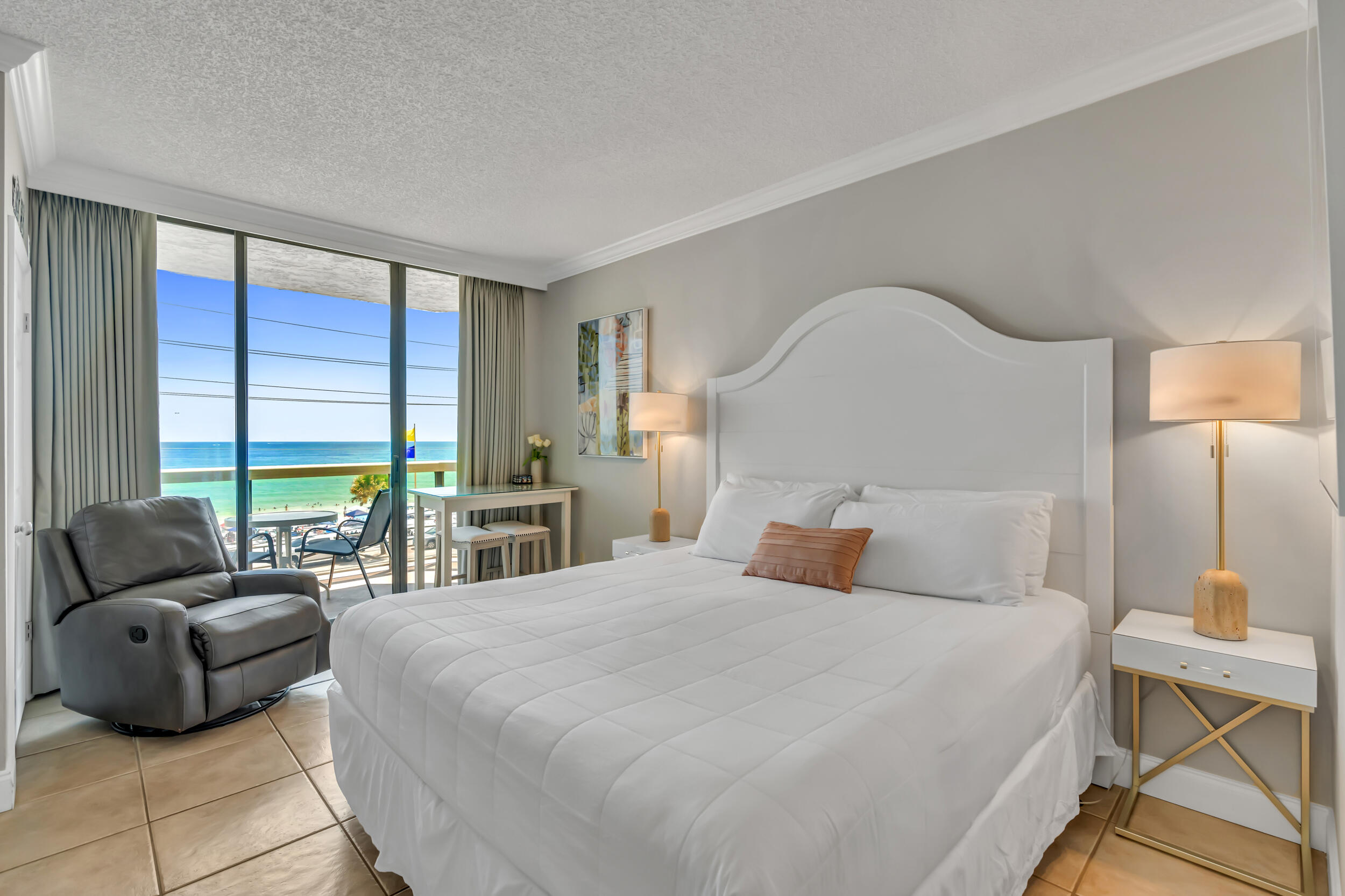 This beautifully renovated Gulf-front studio offers breathtaking views of the emerald-green waters and sugar-white sands of the Gulf. Located on a prime stretch of Miramar Beach, this fully furnished condo is a turnkey opportunity--perfect for a weekend get-away or income-producing rental. Surfside Resort is a very popular family resort and there is always something for the whole family to do, featuring a large pool deck and private beach walkover, seasonally heated pool, two hot tubs, sauna, baby pool, basketball, tennis and pickleball courts, BBQ grills and on-site rental management. Surfside has covered parking, heated/cooled interior corridors, the Royal Palm Grille restaurant, poolside bar & day spa! What else is on your wish list? All Owners have access to the community room and this studio comes with two parking spaces in the owners garage.