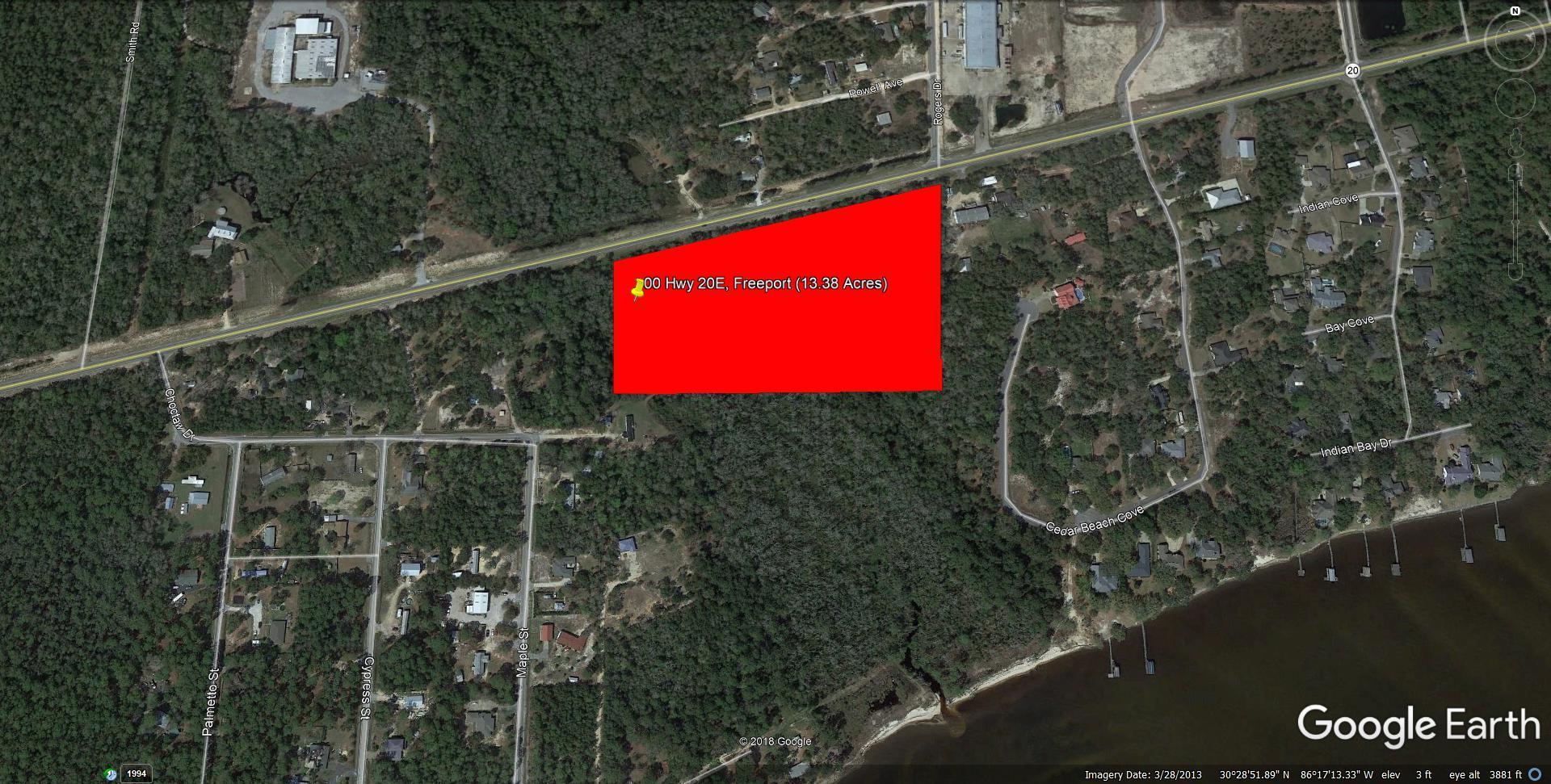 Incredible opportunity to own 13.38 acres with over 1000 linear frontage on Hwy 20. This acreage is not located in a flood zone. This property is ready for a builder or investor. This property is back on the market because buyers financing fell through. Motivated Seller!!!