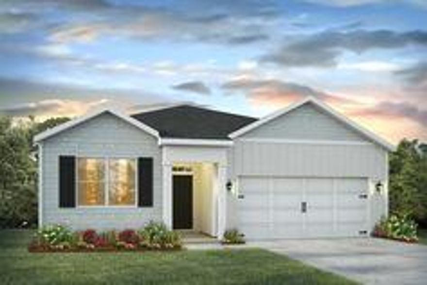 The Aria floorplan is a simple and well thought out 3 bedroom, 2 bath home with a 2 car garage. This homes first two bedrooms are towards the front of the house, separated by a guest bathroom. A large open living space is joined by a gorgeous kitchen with Whirlpool stainless steel appliances and shaker styled cabinetry. Bedroom 1 is located off the dining space. This includes a sizeable bedroom, walk-in closet and bath. The bathroom has a separate water closet, free-standing tub, shower and dual vanity sinks. Standard features include laminate countertops, vinyl flooring and carpet in bedrooms.