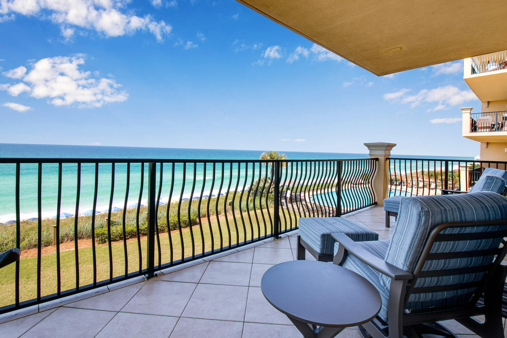 This stunning gulf front residence is located in the Adagio complex ideally situated on Scenic Highway 30A. This unit has been a true second home to the current owners and has not been on a rental program. The quality of the furnishings and the overall superb condition of the unit reflect the fact this unit has been lovingly used by only the owners and family. Fabulous views of the beach and the Gulf of Mexico can be enjoyed from almost every room in the residence and from the expansive balcony. Adagio is an upscale coastal complex which offers residents and their guests a very nice gym, a spacious community room, hot tubs, two resort pools and convenient beach access.