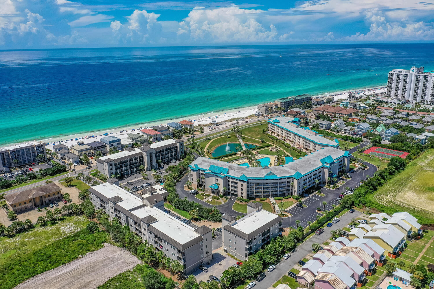 This pretty three-bedroom, two-bathroom beach condo is a first-floor corner unit in Building C, making it the closest unit to the beach at Alerio. Beach access is located right across the street.   Featuring an open floor plan, elegant upgrades like plantation shutters, and tasteful decor throughout, this condo has been lovingly maintained and is fully rental-ready with all furniture included.   Built in 2015, Alerio is one of the newer condominium developments in the Miramar Beach area at just 10yrs old.  New HVAC installed 2024.  Alerio offers a range of amenities, including a community pool, hot tub, and grill area making it an ideal retreat for relaxation and fun. Perfectly located on Scenic 98, Alerio is within a short distance of grocery stores, gift shops, the popular 'Surf Hut' restaurant, and Silver Sands Premium Outlets, one of Florida's largest shopping destinations.

With a strong rental history and loyal repeat guests, this property is a fantastic opportunitywhether you're looking for a vacation home or a lucrative income property. Don't miss out on this opportunity! 
