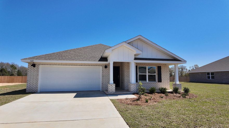 New Charlie Day Estates Community only minutes from shopping, dining, schools, & a short trip on SR-85 from the pristine beaches of Destin, Navarre, and Pensacola. The popular Cali model with its sought-after open design for comfortable living & entertaining. 4 beds, 2 baths, covered patio, 2 car garage & awesome amenities. Well-designed kitchen: GORGEOUS Quartz counter-tops stainless appliances, lg. island, smooth-top range, built in microwave, quiet dishwasher & pantry. Striking wood look flooring & PLUSH carpet in the bedrooms. The 'Smart Home Connect' System offers a variety of Smart Hm. Devices for your convenience + fabric hurricane window protection. Bedroom 1 & adjoining bath features separate tub & shower, beautiful Quartz counter-tops & double sink vanity. STYLISH curb appeal.