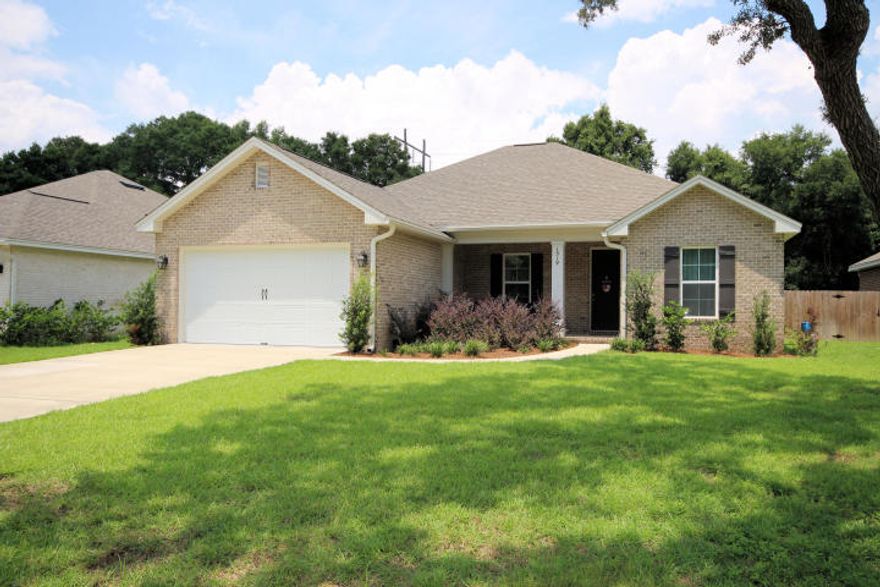 Great Bluewater Bay location, close to schools, shopping, beaches, Eglin AFB, Duke Field and the 7th SF Group Complex. Open floor plan with three-bedrooms and a true office space. Kitchen sports plenty of cabinets, granite counter tops, stainless appliances, breakfast bar and room for a table. Master suite includes large walk in closet, master bath has dual vanity sinks and spacious shower. Covered patio and oversized storage closet in back of home. Yard is fenced. Public park across the street just a few houses down. Pets require owner approval with nonrefundable pet fee. No smoking in home