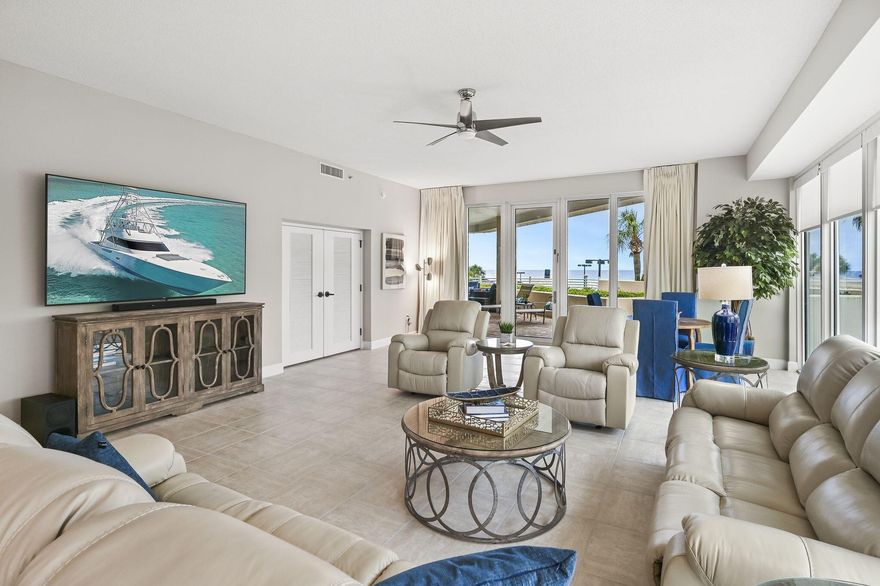 Rare opportunity to own this Luxurious, Breathtaking, Beach Facing and Oceanfront Unit! This is the ONLY 3bed/3bath condo at The Tides that you can walk out your door to the beach and pool. Easy access to bring out beach gear and snacks! Kids come in and out! Parents relax! The perfect location for the whole family to have the beach break they dream of! Soaring 10 ft ceiling has wall to wall glass for magnificent ocean views! No worries! Onsite Mgmt Condo Assn takes care of all exterior maintenance and beautiful 52 acre resort. 'The Tides' is the newest condo building at Tops'l & boasts a private pool for Tides owners & guests, Pickleball, Tennis, Beach Bar/Grill, Basketball, Shuffleboard, Mini-Golf and BBQ Grills. This gorgeous home lives large as it is light, bright and open. Thoughtfully designed with all the comforts of home. Relax or entertain family and friends on your spacious 500ft patio after a day on the beach. No need to remodel, as bathrooms, appliances, furniture & lighting are all less than 2 yrs! Includes private covered parking. Welcome to your new home on the most beautiful beach in the world!