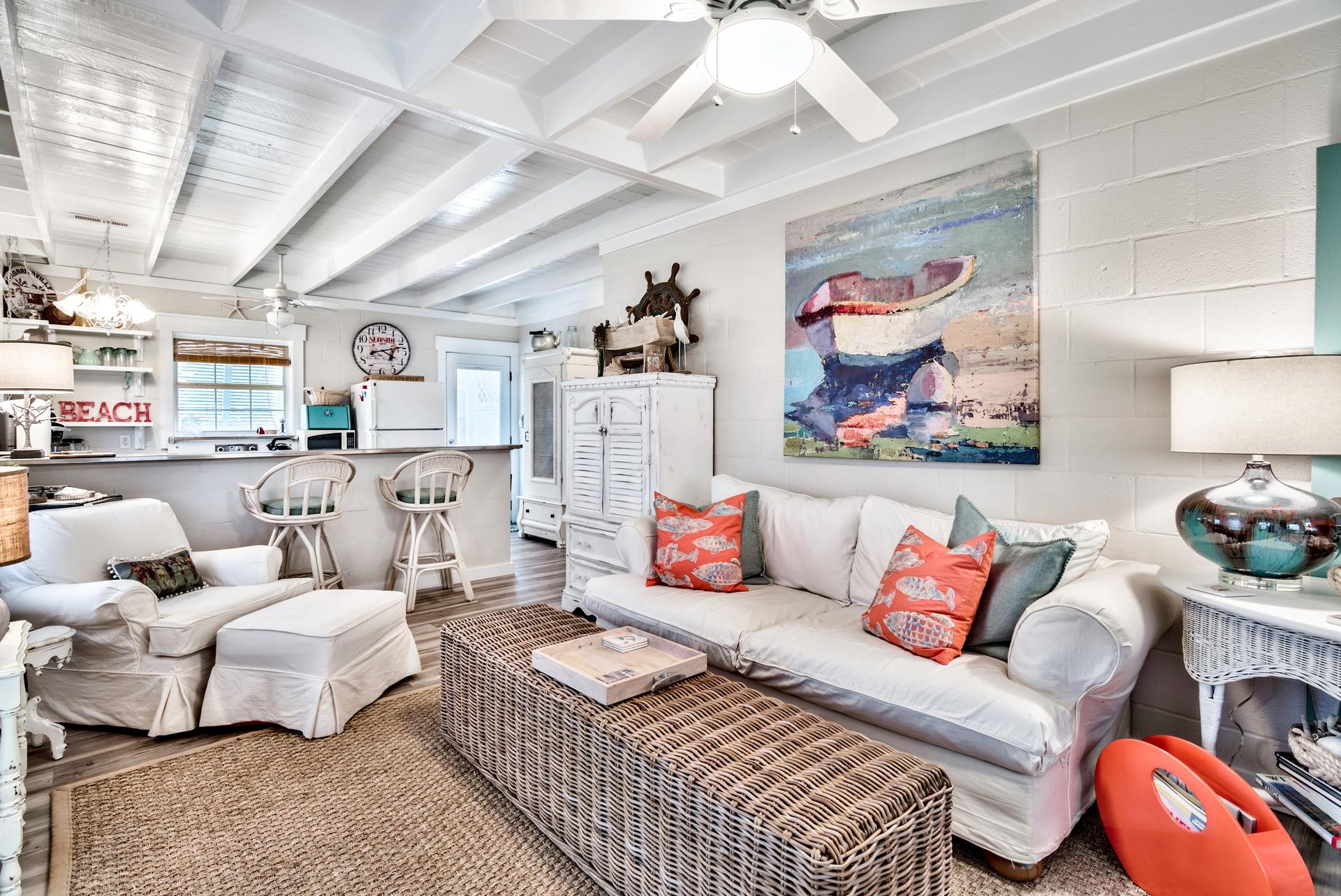 This charming cottage is EVERYTHING you've been looking for in a BEACH property! This beautiful home sits on a large .20 acre lot and has been tastefully updated with new furnishings and a custom, walk in shower in the bathroom! Located in the lovely community of Santa Monica Beach, the luxuries of proximity to beach, privacy, and convenience are unmistakable! Santa Monica Beach boasts DEEDED beach access that is private and gated, and never crowded. This is an opportunity not to be missed - a perfect beach retreat for you and your family, and a property with wonderful investment potential. Schedule your showing today!