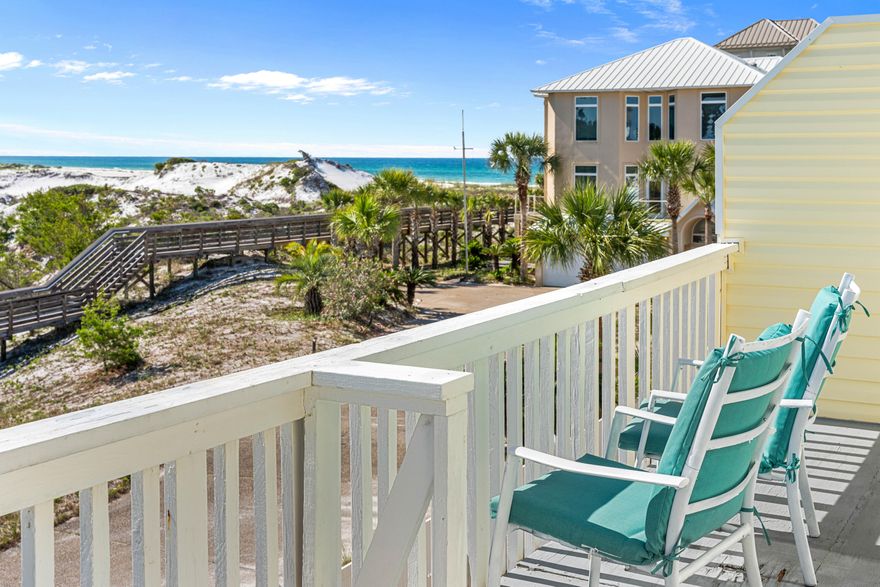 Don't miss out on this Inlet Beach townhome that features spectacular views of the ancient dunes of Camp Helen, stretching across Lake Powell, Phillips's Inlet and opening to the Gulf of Mexico.  It is also within walking or biking distance to Rosemary Beach while offering a quiet uncrowded beach. . This tastefully furnished 2-bedroom, 2- bath property can serve as a permanent home, rental property, or vacation retreat. Residents will appreciate the convenience of covered parking, an outdoor shower, grilling area, kayak storage and decks on two levels. A nearby Walton County-maintained walkover adjacent to Camp Helen provides easy access to the Gulf of Mexico and close access to one of only two boat accessible entrances to