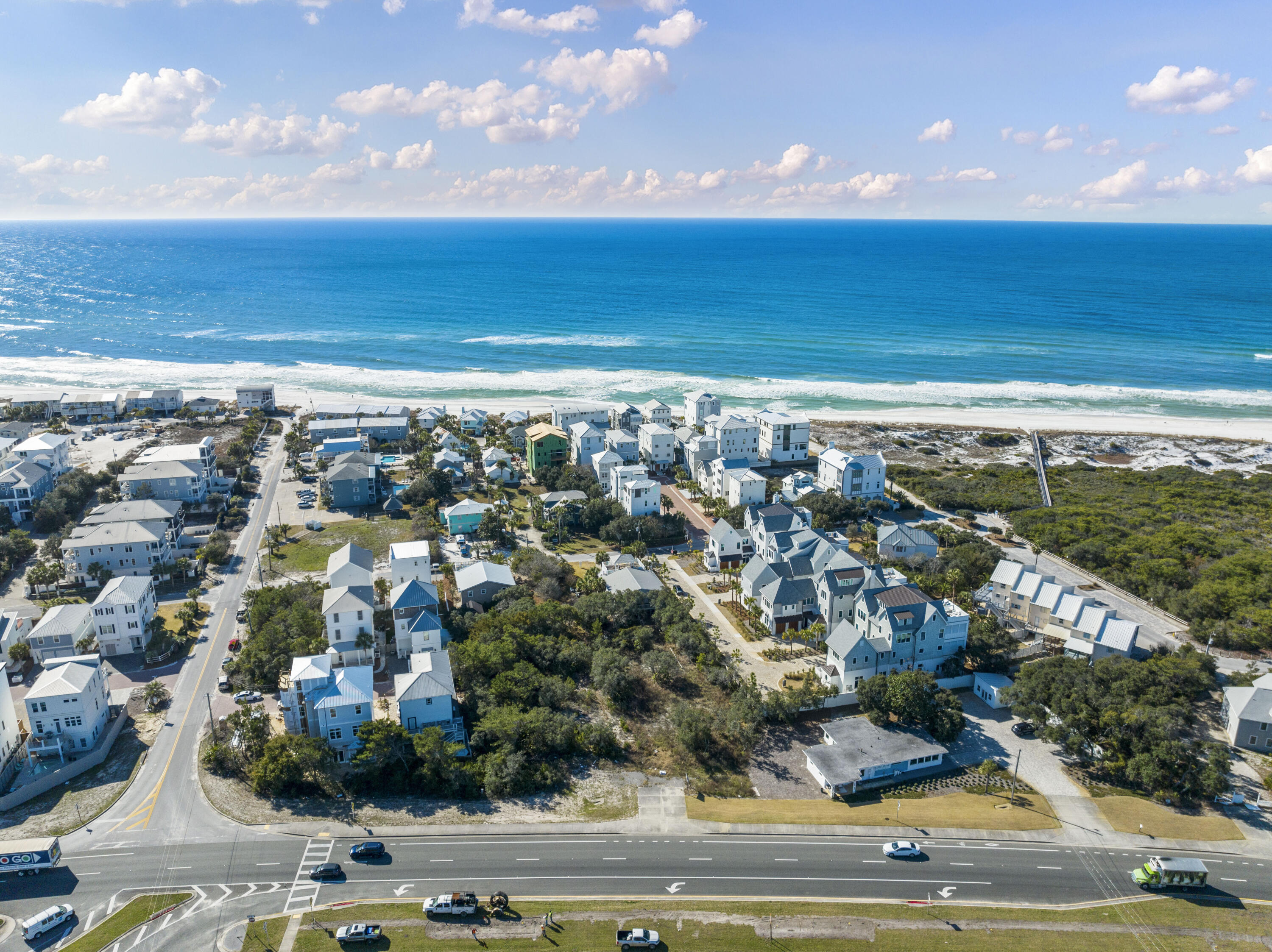 ONE of the ONLY lots SOUTH-SIDE in Inlet Beach with a Village Mixed Use zoning. Incredible visibility being just east of Hwy 30A and 98 with approximately 28,500 daily traffic count per FDOT site. Inlet Beach is booming and needs commercial. Don't miss out on this unique opportunity to own commercial south-side property that is just steps from the Gulf. Views easily attainable. Outline on pictures is meant to be a guide, but not representative of exact property lines.