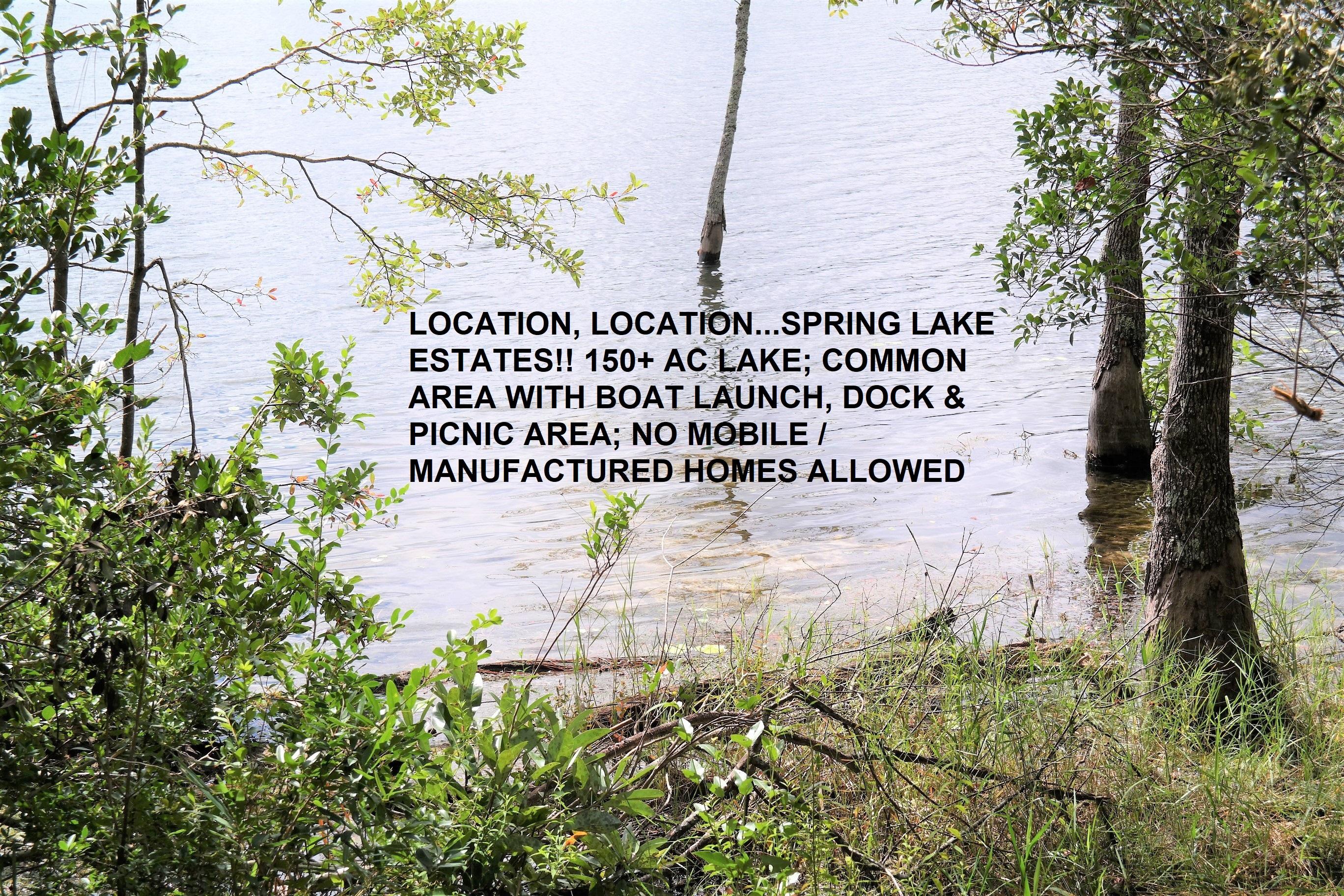 Great opportunity to purchase one of the few remaining lots in Spring Lake Estates (150+ ac lake), which is one of the most popular lakes in N Walton County! This apx. 1.8 acre lot has apx. 180 feet on the water. A path has been cleared to the water and there is a small storage building at the lake. Per Seller, water tap has been paid prior to their purchase and septic tank on property. Power pole would need to be installed and utilities to be verified. The common area is located on Launch Rd, just off first entrance into S/D. Common area includes community boat launch, picnic area, camping area with restrooms, gazebo. HOA only $200 per year! Schedule your appointment to see this beautiful lot today before it's gone!