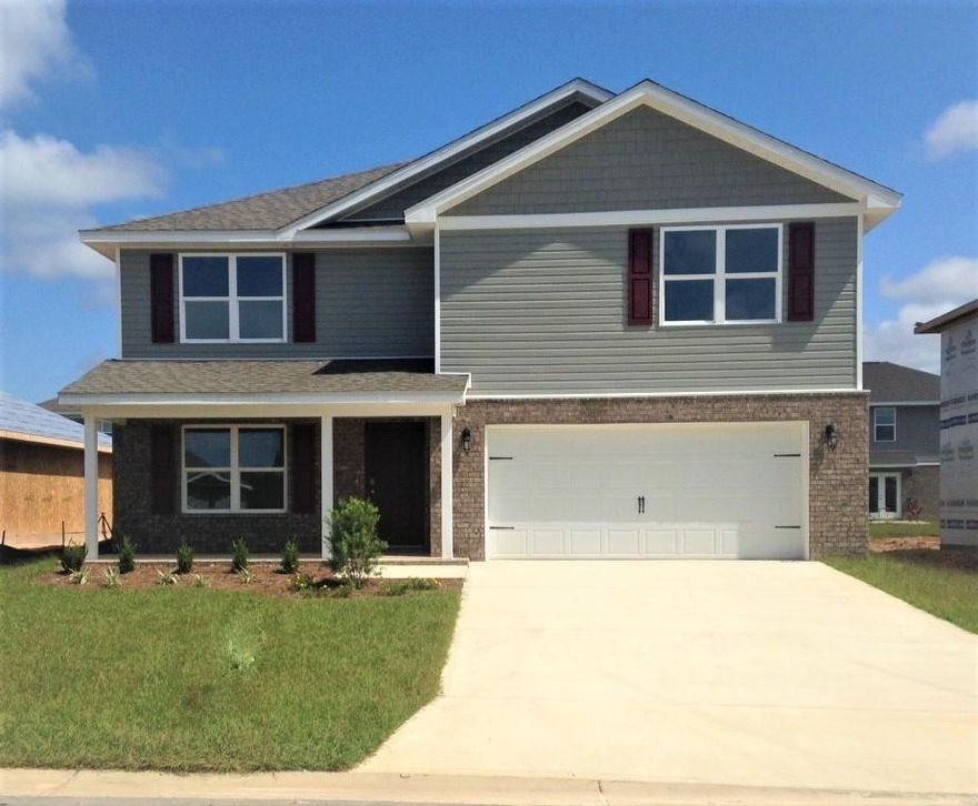 The Hayden is a 5 bedroom, 3 full bath 2 story home with a large loft area for the children's play area or a second living room. Open concept floor plan with kitchen having a large island with granite, stainless steel appliances, pantry and kitchen dining area. There is a bedroom downstairs with a bathroom for guest or the mother-in-law suite. Spacious bedroom 1 upstairs and an adjoining bath with large shower, double vanity sinks and large walk in closet. Home has front covered porch.