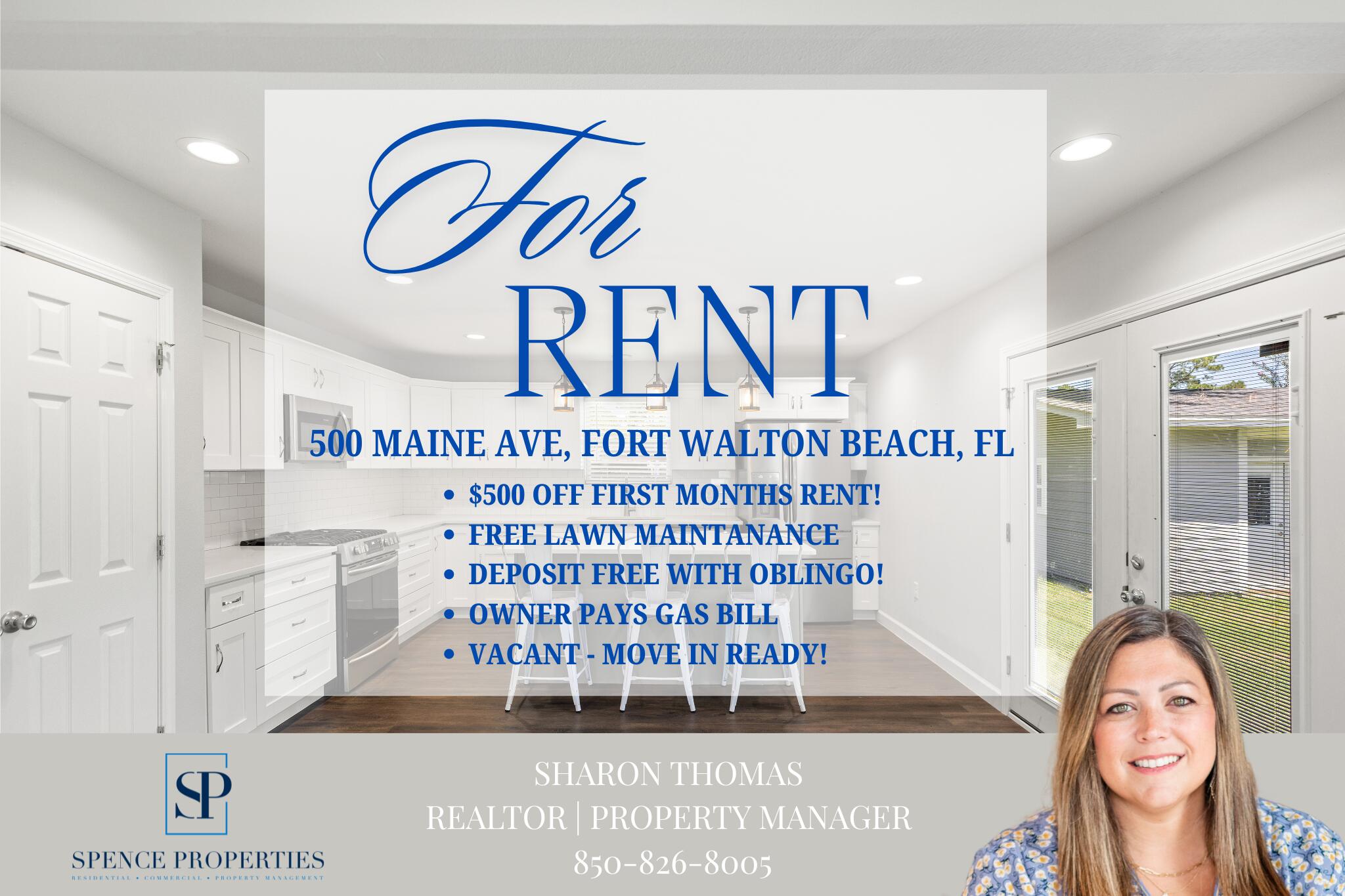 $500 off first months rent! FREE lawn care and gas bill covered! This basically brand-new home in the Overbrook area of Fort Walton Beach features a brand-new kitchen, new plumbing, and new flooring throughout. Vacant and move-in ready! We offer self-showings so you can tour on your own time, plus no security deposit with Obligo for qualified tenants and a Residence Benefits Package. Storage shed and detached back apartment are not included in the lease. Schedule a showing or apply at myspenceproperties.com.