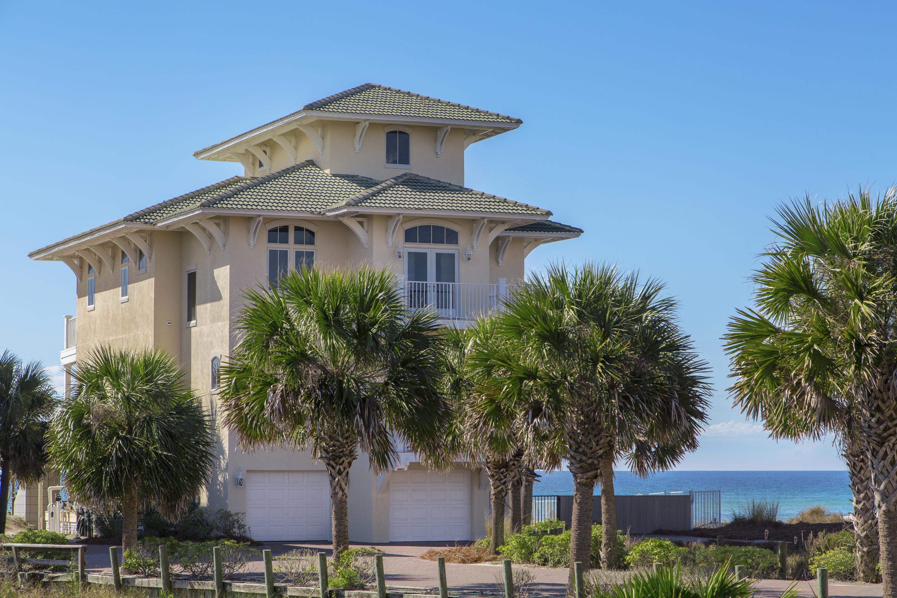 64 S Spooky is a Private Gulf Front Home with 85 Beach Front Feet in a small Gated community with four home sites. Walk 43 steps from the door to the tranquil blue-green water of the Gulf of Mexico. Four Bedrooms and a fourth floor Bunk Room including Wet Bar and Gulf Front Balcony. Open floor plan with amazing Gulf Views from the large Kitchen, Dining and Living rooms  Elevator  Garage  Gas Fireplace  Two Gulf Front Bedrooms  French doors  Oversized windows. Enjoy an amazing first floor game room adding 800+ square feet of living space with wet bar and indoor/outdoor pool table just steps from the sugar white sand beach. New Gulf Front Pool with Hot Tub  New Refrigerator, Micro/Oven, Range, Ice Maker  New Lighting and Fans  All New Furniture.