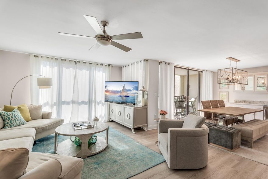 This 3 bedroom condo at The Enclave is a decorators dream. No expense was spared when remodeling this unit and it shows. The kitchen has been updated with stainless appliances, white shaker cabinets, granite counter tops and marble backsplash. The condo has designer furnishings, vinyl plank flooring, new light fixtures, and added bunk beds for additional sleeping space. The complex amenities include DEEDED BEACH ACCESS, heated pool, sand volleyball, basketball, 2 tennis courts & fitness room! There is also covered parking for owners. This one is a must see!