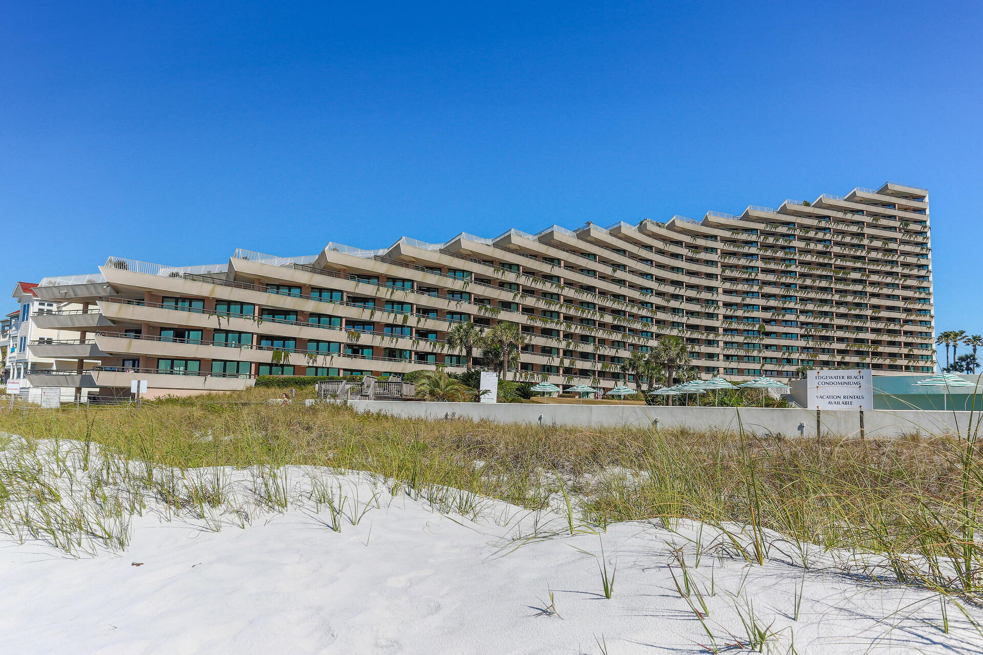 Enjoy Great views from your master bedroom and Living Room in this one bedroom Edgewater Condo. This nicely decorated unit is a fantastic rental and features tile throughout, granite counter-tops, and raised white cabinets. Edgewater is a top notch resort with beach-side swimming pool, under building parking, and fitness center. Call for your exclusive showing today!
