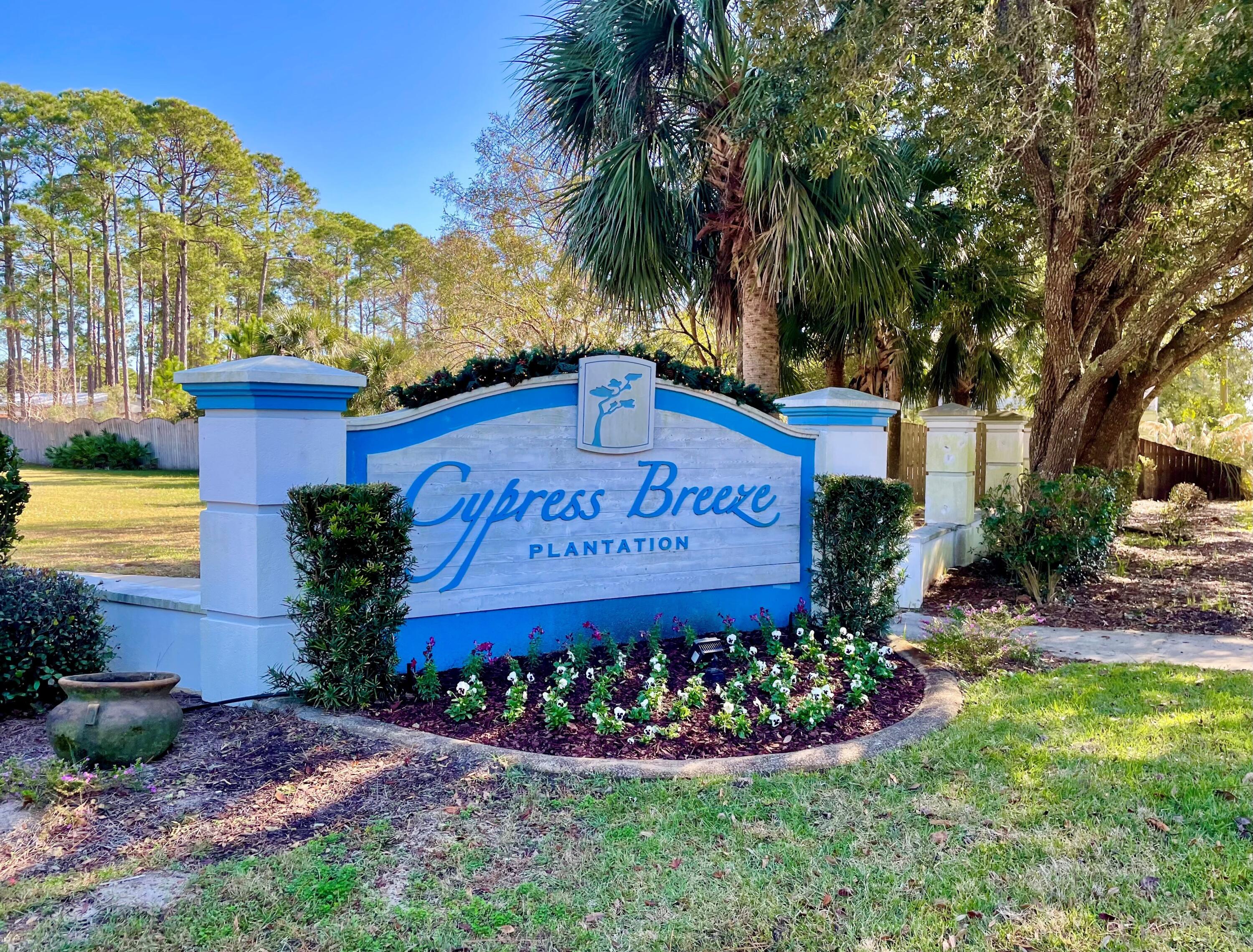 Rare find .49 acre lot in Cypress Breeze Plantation. This Beautiful lot has peaceful conservation preserve on the east side and rear of property. The ammenities include a magnificent 3-tiered lagoon- style pool with waterfalls. Located just a short walk or golf cart ride to Gulf Place and the beautiful beaches of 30A., restaurants and shopping.