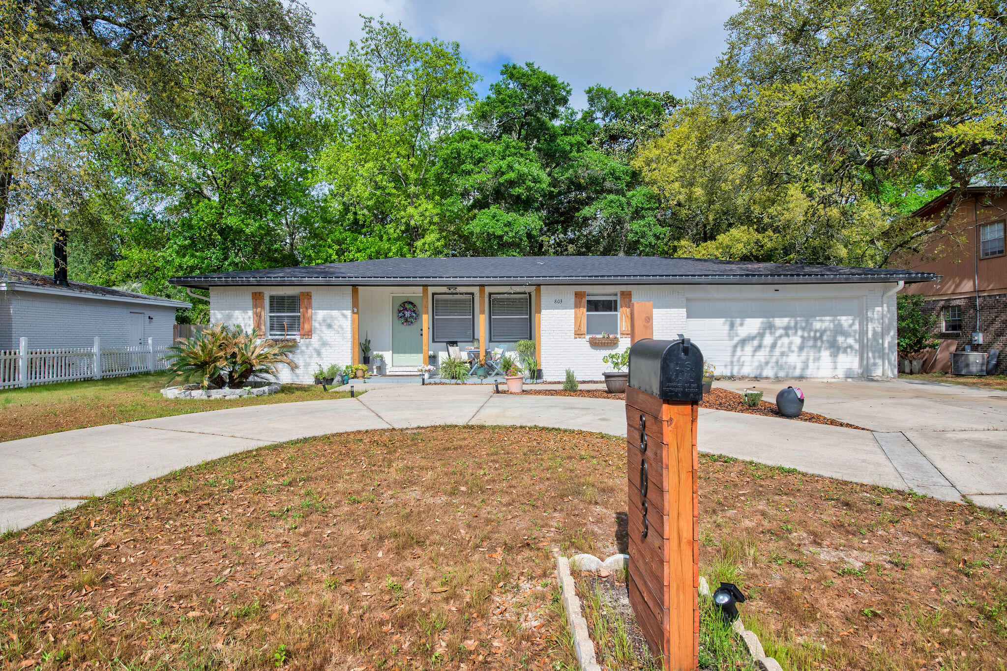 This home boasts a newer large fenced yard, ideal for outdoor enjoyment and privacy. Major updates include a newer roof, newer HVAC (interior unit), and a newer water heater. The kitchen has been fully renovated with newer cabinets, granite countertops, stylish backsplash, updated faucet and sink, newer appliances, lighting, and flooring. Enjoy newer flooring throughout the main areas and bedrooms, with lvp in the bathrooms. The master bathroom features a newer tiled shower, vanity, toilet, and more. The guest bath has also been updated with a newer tub, vanity, lighting, and mirror.
Additional improvements include a newer garage door, complete electrical re-wiring, and updated lights and ceiling fans throughout. Room sizes are approximate; buyers to verify.