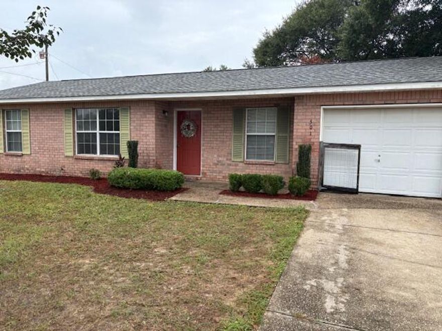 **Available Now!!** **Pets Considered with owner approval**Fresh, move-in ready 3BR/1BA with easy, open living and great natural light. Durable LVP flooring through the main areas, cozy carpeted bedrooms, and an eat-in kitchen with ample cabinet space and white appliances. The bathroom is neat and bright, and the home includes laundry hookups. Enjoy a large, fenced backyard with a patio plus a roomy garage with built-in shelving for extra storage. Central HVAC. Convenient location with everyday amenities nearby. Pets considered with owner approval; fees apply. Obligo: ***Cut the Upfront Costs  Move In Without a Security Deposit!***
We've partnered with Obligo to help qualified renters save money when it matters most.

*All pets are registered via pet screening, and all assistance animals are verified through the same screening process.**

**Carpet cleaning (if applicable) & Admin Fee charged **

Tenant to verify all data. Please contact Sound Choice Real Estate to schedule a showing- 850-389-8533.

***Approval is based on several factors as follows***
- Rental History and Verification
- Employment History and Verification
- Credit History
- Criminal Background & Terrorist Database Check
- Pet Verification