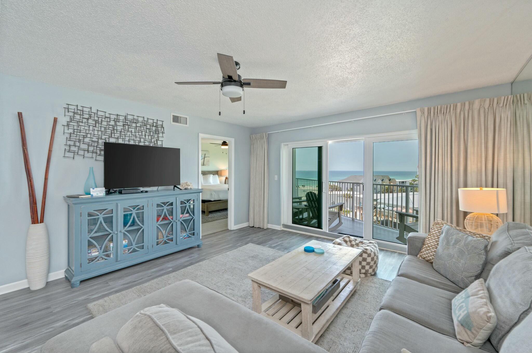 Experience breathtaking Gulf views from this 6th-floor condo in the highly sought-after SeaCrest Condos on Okaloosa Island! This 2-br, 2-bath beachfront retreat offers 1,074 sq. ft. of beautifully updated living space. Inside, you'll find brand-new flooring, updated appliances, and sleek granite countertops in a completely renovated kitchen.  Step outside to enjoy resort-style amenities, including indoor/outdoor pool, tennis courts, a fitness center, a BBQ area, and covered assigned parking. Plus, this beachfront community has just undergone major exterior renovations, featuring new windows, doors, stucco seal, fresh paint, and a brand-new roof--offering peace of mind for years to come. With direct beach access, you can walk right onto the sugar-white sands of the Emerald Coast. Whether you're looking for a vacation home, an investment property, or a full-time residence, this condo has it all! New AC unit installed 2022. New appliances including washer/dryer in Spring 2021. New tile in bedrooms, baths and deck in Nov. 22. Don't miss your chance to own a slice of paradise. Building has had SIRS and Traditional Reserve Study completed in Fall 2024 and can be found in documents. 