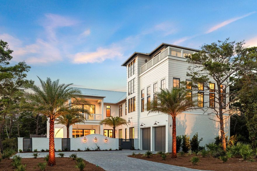 A masterwork of design and craftsmanship, this new construction residence located in the exclusive gated Gulf-front neighborhood of Bannerman Beach blends refined architecture and exemplary quality by Cole Construction with curated interiors by Katie Owen's with Bird Dog Designs. This extraordinary legacy retreat sits on an expansive .6-acre homesite with 30' side setbacks, ensuring ample privacy alongside resort-style amenities, including a beautiful courtyard pool and spa. The grounds are enhanced by stunning landscape architecture highlighted by painted brick facades and generous outdoor living spaces, complete with a full summer kitchen. The interiors are defined by open, textural custom finishes such as reclaimed oak beams imported from Canada, honed marble, and custom oak cabinetry in the chef's kitchen. A Venetian plaster fireplace anchors the main living space, creating a warm gathering environment in harmony with the home's overall aesthetic. Key features include Thermador appliances, 12' ceilings throughout the main floor (including the main-level primary suite), a private elevator accessing all three levels, and endless Gulf views with sunset elevations from the primely positioned third-level deck.

The main-floor kitchen showcases glass-fluted cabinetry, ambient under-cabinet lighting, a custom butler's pantry with ample storage and a coffee bar, and elegant finishes that balance beauty with function. Museum-worthy light fixtures serve as focal points throughout, lending the home an artful sophistication. The first-level primary suite features a spa-like bathroom with a glass-enclosed shower and soaking tub clad in honed marble, dual vanities, and an oversized walk-in closet that includes a laundry station.

The second level offers an expansive secondary living room with soaring 20' ceilings and a built-in bar, as well as a secondary laundry room, multiple bedroom suites, and exceptional views over the private green space and courtyard. The third level is designed as an entertaining escape with a large living and entertainment room that captures panoramic Gulf and sunset viewsan ideal setting for gatherings.

Additional notable features include an oversized two-car garage, tankless gas-powered hot water heaters, custom furnishings, and window treatments outfitted for every bedroom, including electronic treatments in the first-level living area.

Set within the naturalistic beauty of Bannerman Beachone of the most private communities along 30Ahomeowners enjoy over seven acres of preserved dune lake and beach access. The neighborhood is flanked by Grayton State Park and Big Redfish Lake and anchored by a three-acre private beach. Thoughtfully planned with just 19 estate-sized homesites, each offering half an acre or more, Bannerman Beach provides quick access to nearby New Urbanist communities such as Seaside and Grayton Beach, while maintaining an unparalleled level of privacy and space on the Gulf Coast.