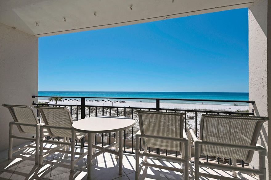 An outstanding vacation home for your family, to move in for a beach home, or to use as a vacation rental. Three years ago, I completely renovated the unit, from the tile floors up! Kitchen upgrades large refrigerator, pantry in kitchen, granite countertops, built-in drawer for waste, solid maple cabinets, and the kitchen is well equipped with everything you need to prepare a gourmet meal! Living/dining room with bar and extra storage area. Living room has a sleeper sofa, recliner chair, and lounge chair. Dining table with seating for six and two additional bar stools. TV is 60 in' so every seat in the house has a great view! Speaking of views, the oversized balcony includes tile flooring and has seating for eight looking out over the emerald green waters of the Gulf!